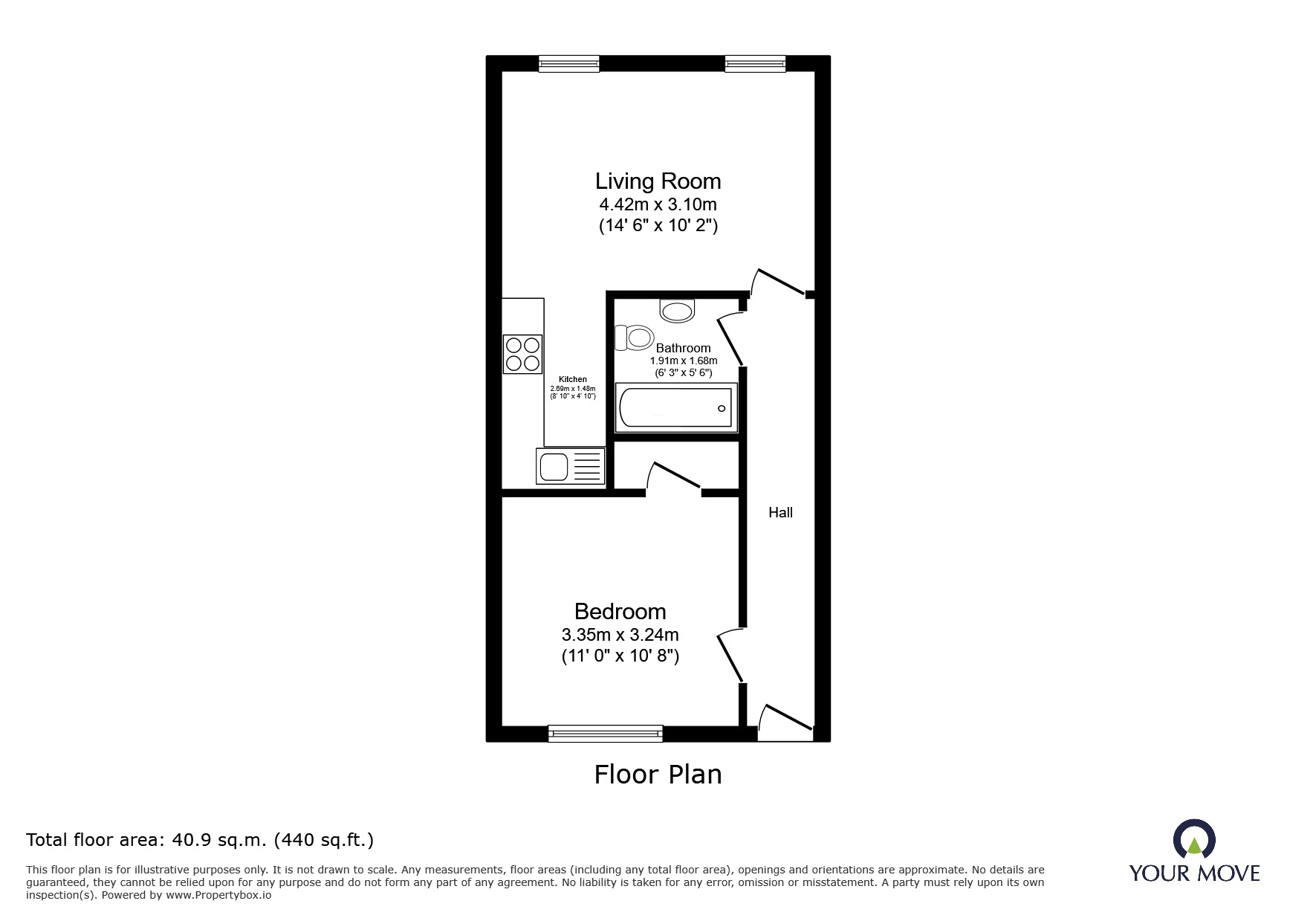 Floorplan of 1 bedroom Flat to rent, Granville Farm Mews, Thanet Road, Kent, CT11