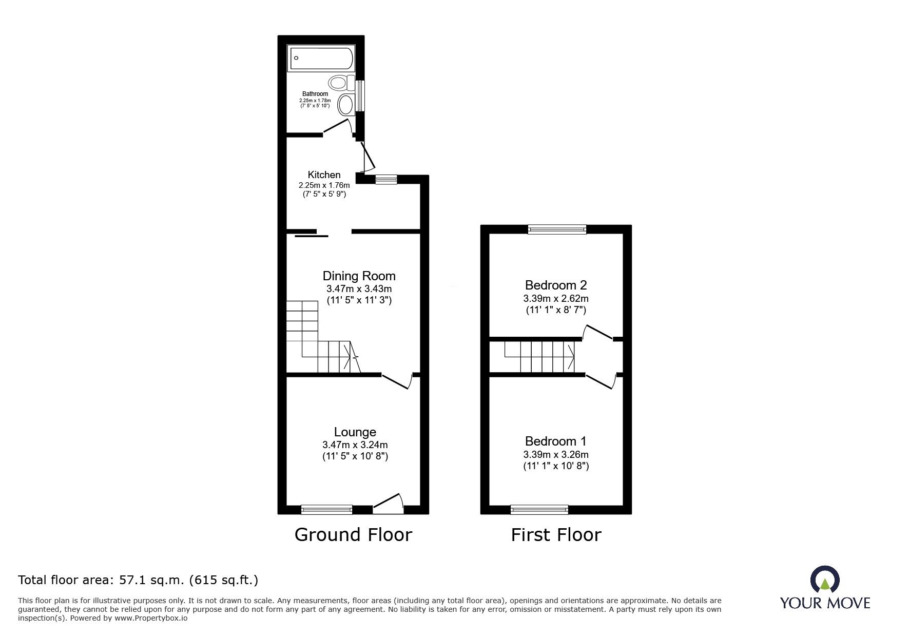 Floorplan of 2 bedroom Mid Terrace House to rent, Lorne Road, Ramsgate, Kent, CT11