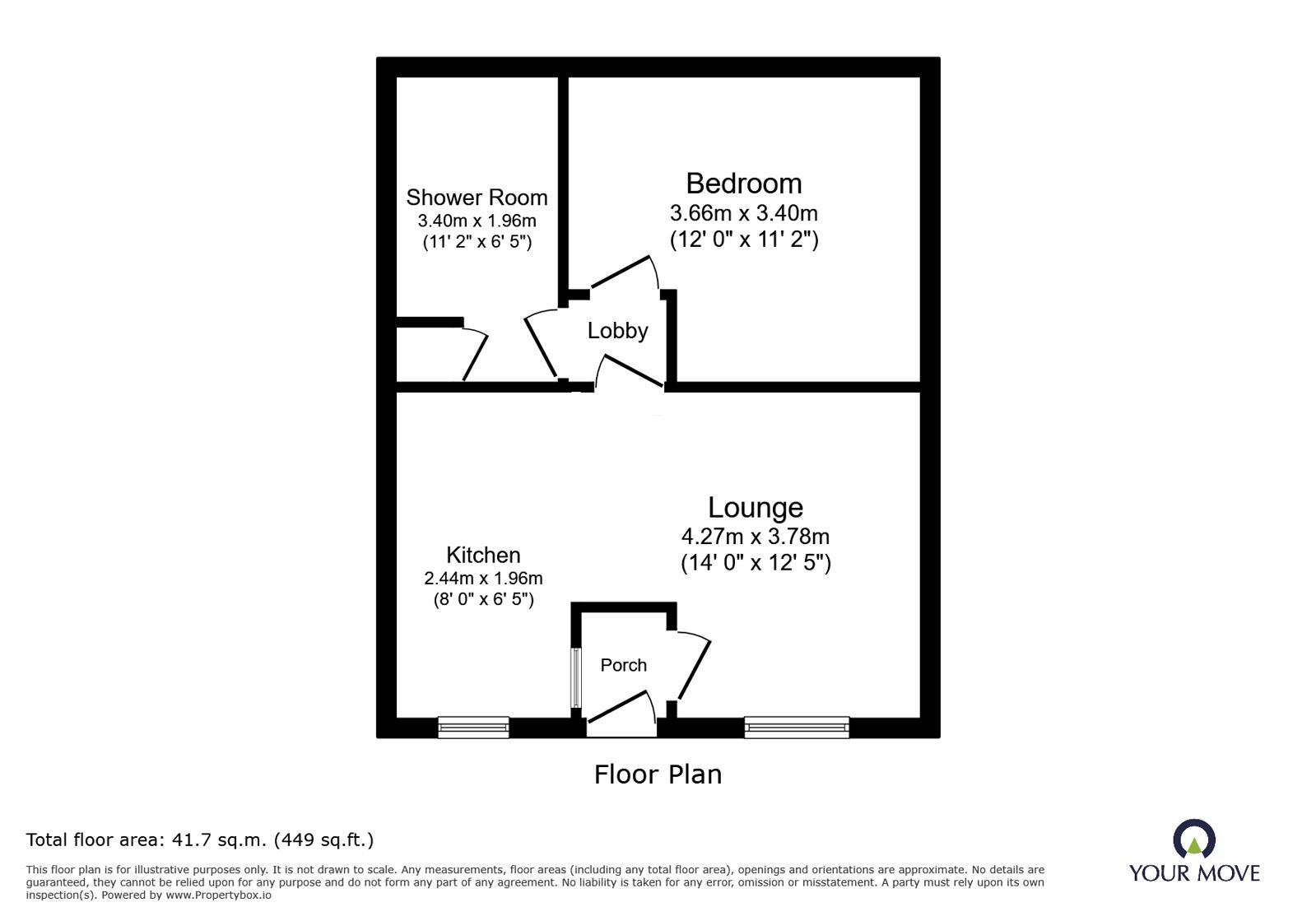 Floorplan of 1 bedroom End Terrace Bungalow for sale, Eagle Cottages, Eagle Hill, Kent, CT11