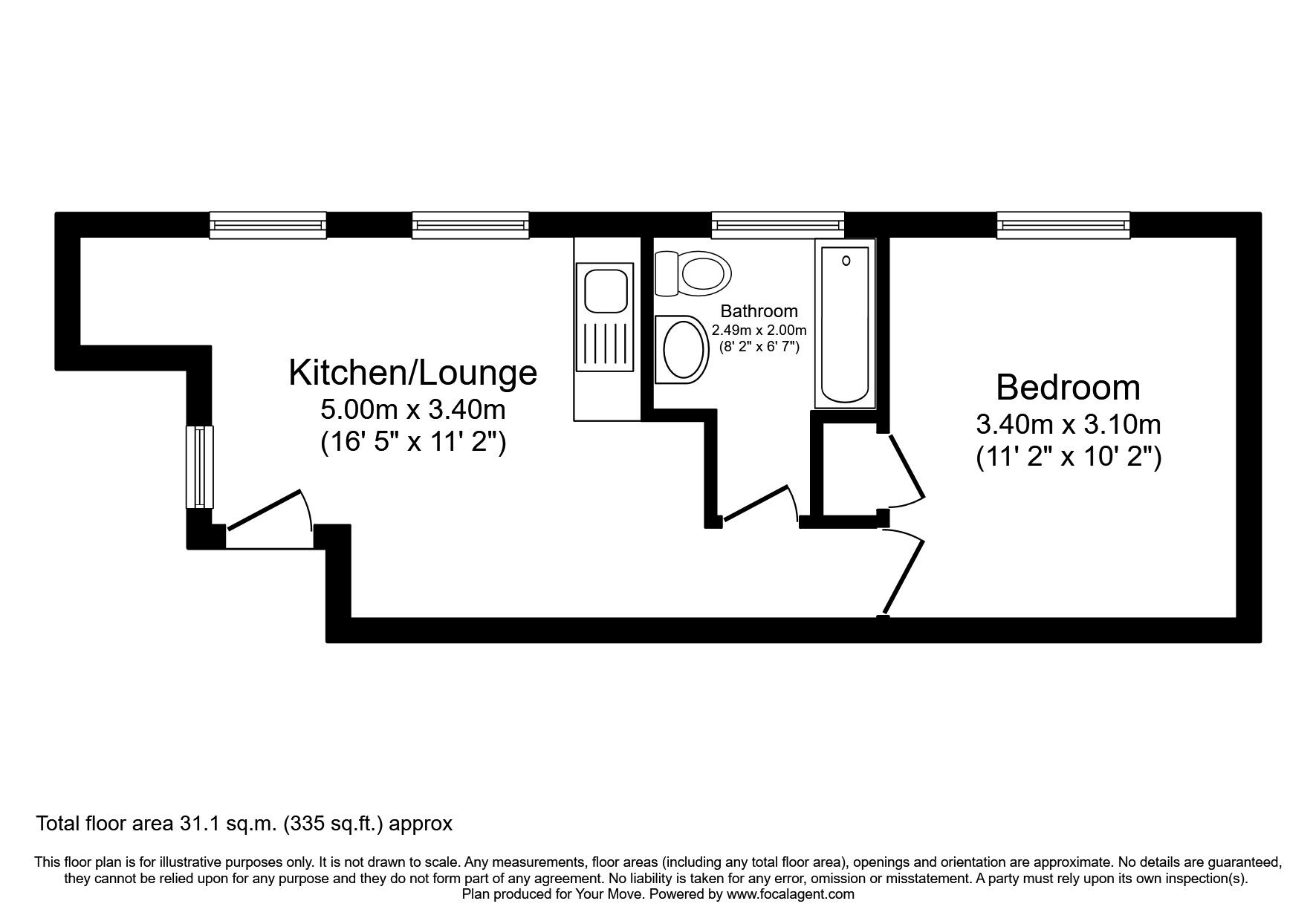 Floorplan of 1 bedroom Flat for sale, Effingham Street, Ramsgate, Kent, CT11