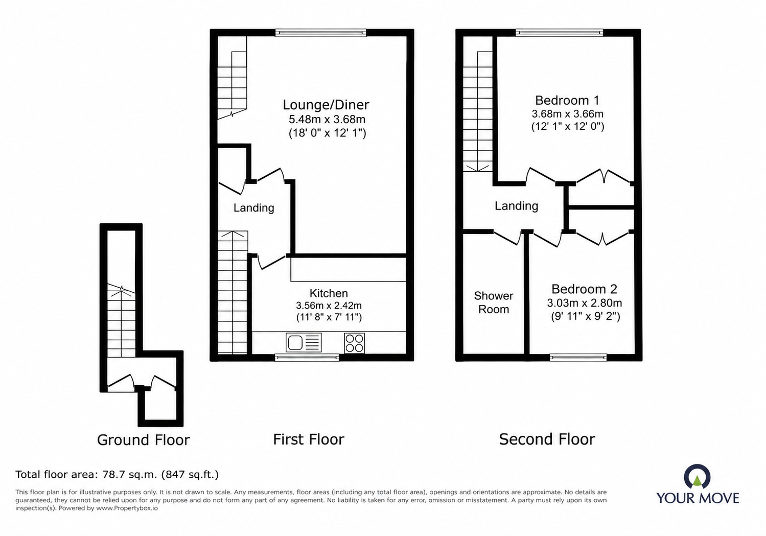 Floorplan of 2 bedroom House to rent, Magdalen Court, Broadstairs, Kent, CT10