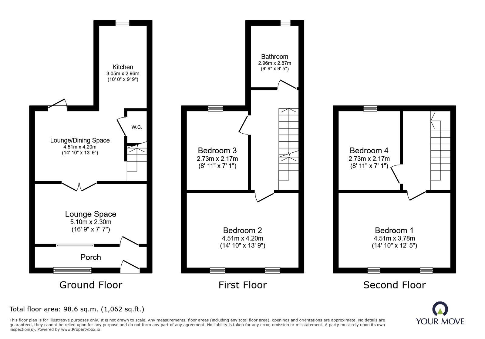 Floorplan of 4 bedroom Mid Terrace House to rent, King Street, Ramsgate, Kent, CT11