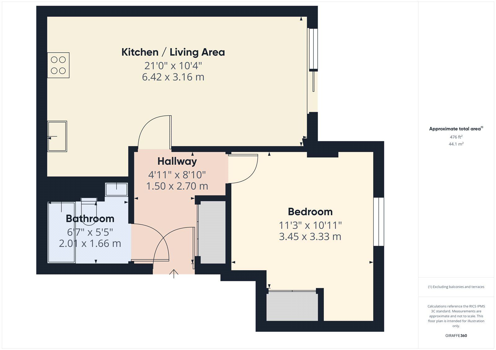 Floorplan of 1 bedroom  Flat to rent, Priory Court, Essex, Romford, RM7