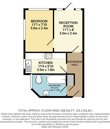 Floorplan of 1 bedroom Flat to rent, Robinson Road, Colliers Wood, London, SW17