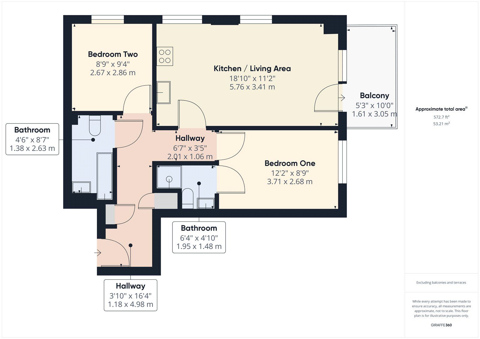 Floorplan of 2 bedroom  Flat to rent, Maxwell Road, Romford, RM7