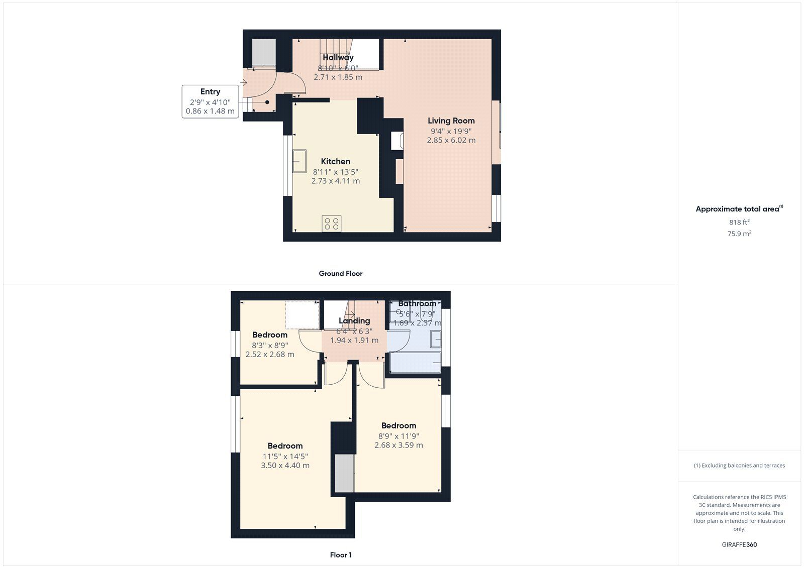 Floorplan of 3 bedroom Mid Terrace House to rent, Lodge Lane, Romford, RM5