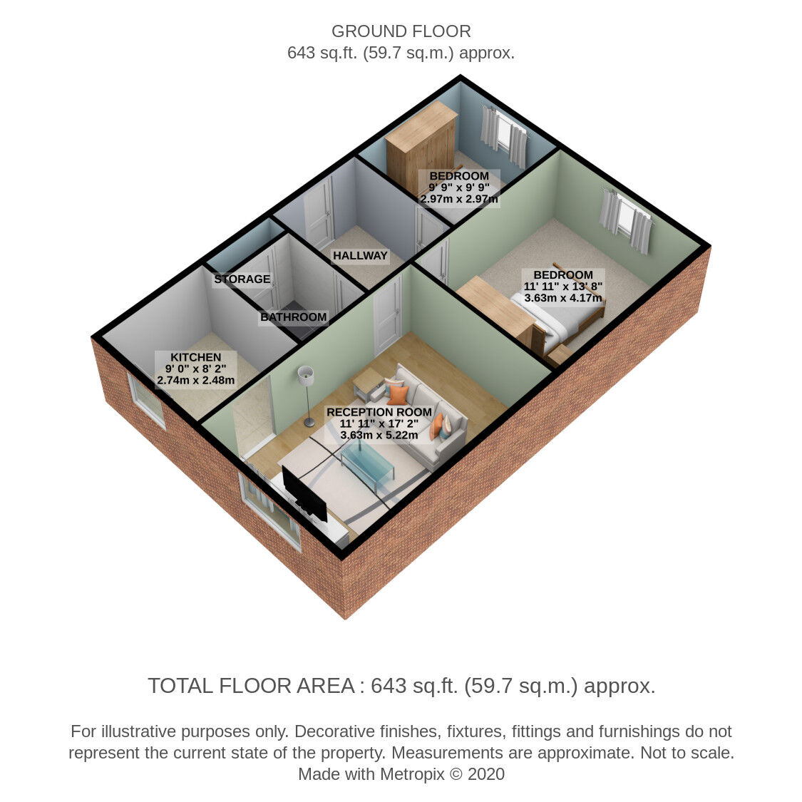 Floorplan of 2 bedroom Flat to rent, Royle Close, Romford, RM2