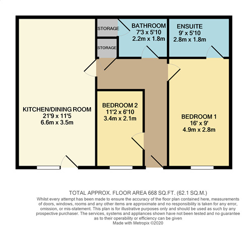 Floorplan of 2 bedroom Flat to rent, Maxwell Road, Romford, RM7