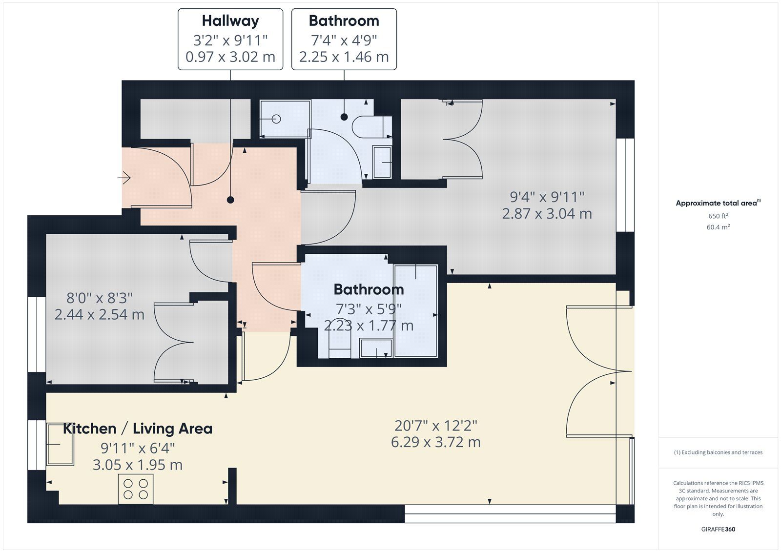 Floorplan of 2 bedroom  Flat to rent, Riverside Close, Romford, RM1