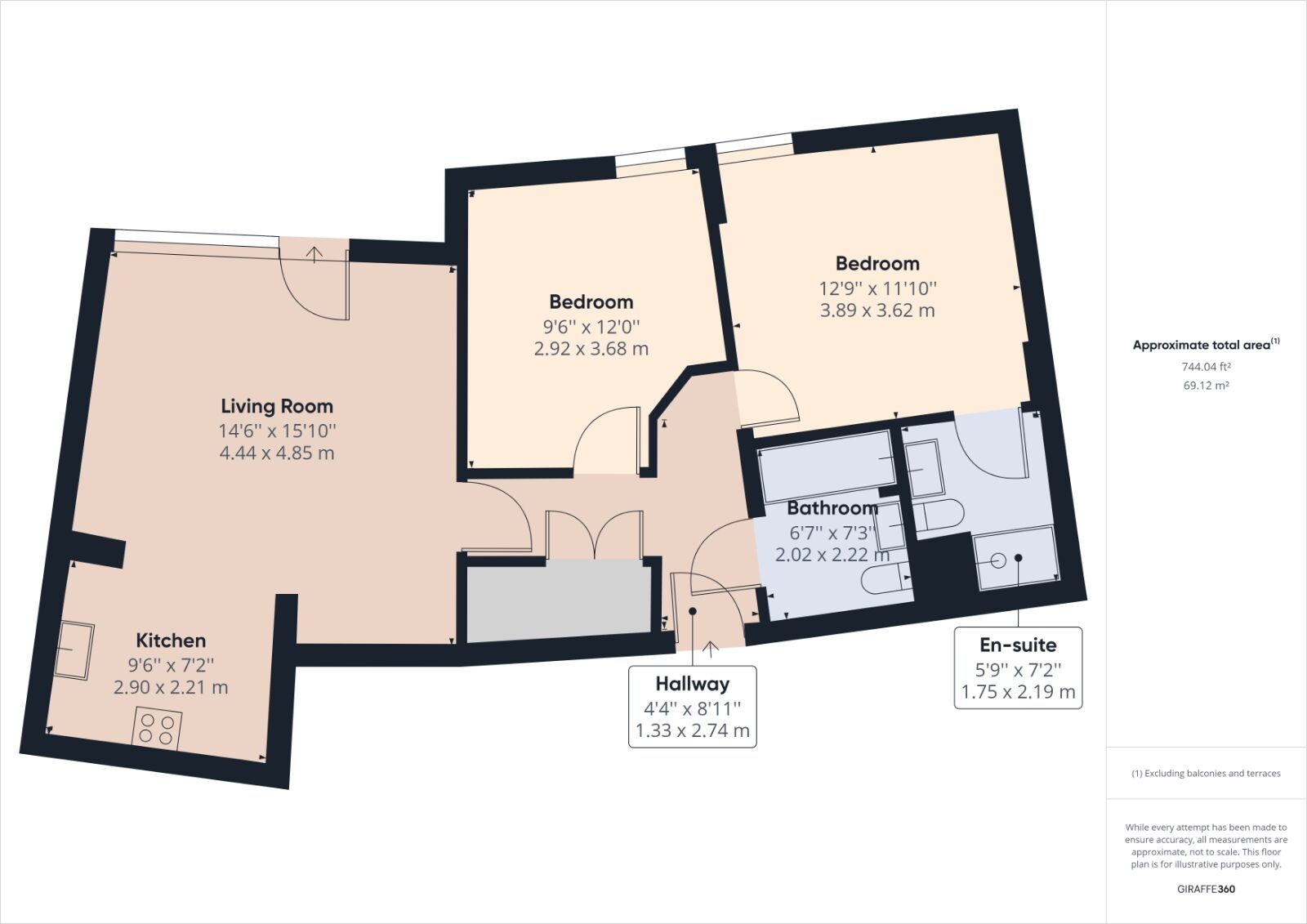 Floorplan of 2 bedroom Flat to rent, Lexicon Apartments, Mercury Gardens, Romford, RM1