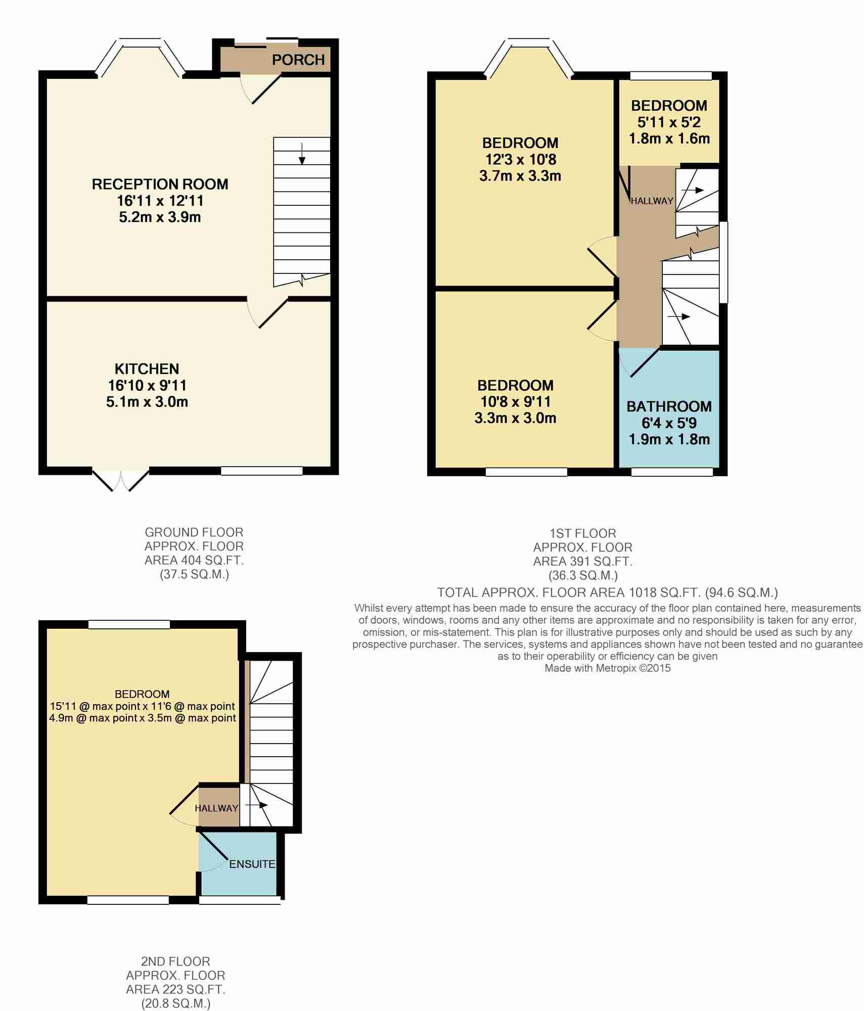 Floorplan of 3 bedroom Semi Detached House for sale, Grosvenor Road, Romford, RM7