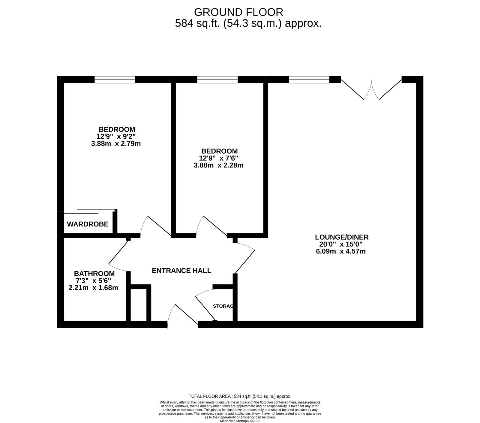 Floorplan of 2 bedroom Flat to rent, Slaney Road, Romford, RM1