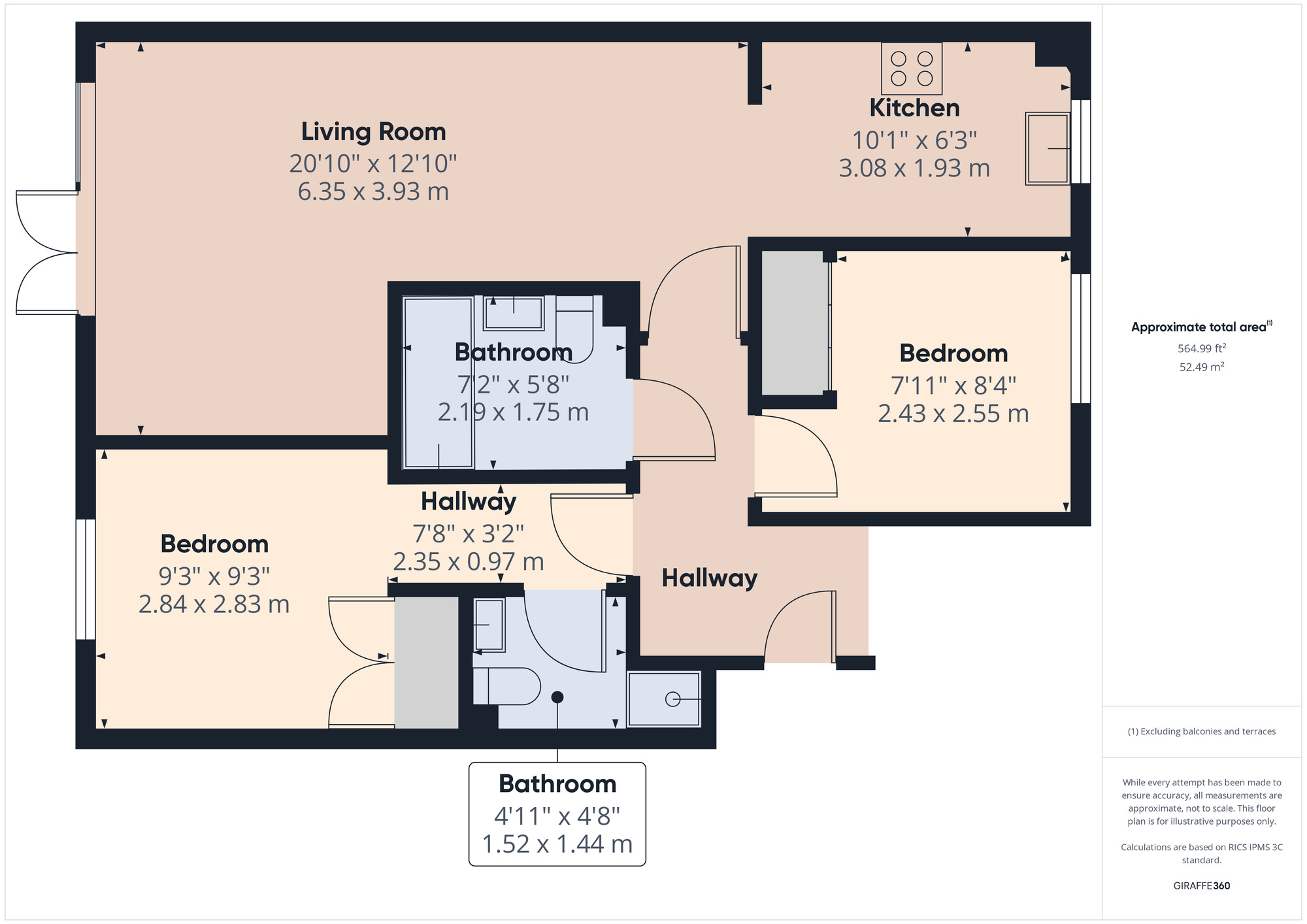 Floorplan of 2 bedroom Flat to rent, Riverside Close, Romford, RM1