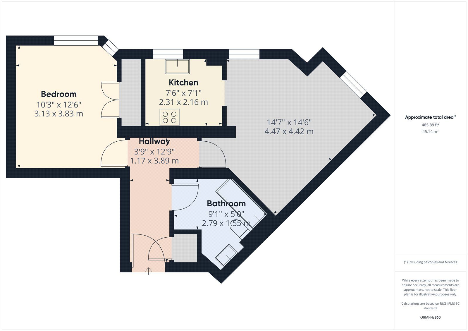 Floorplan of 1 bedroom Flat to rent, Bushy Close, Romford, RM1