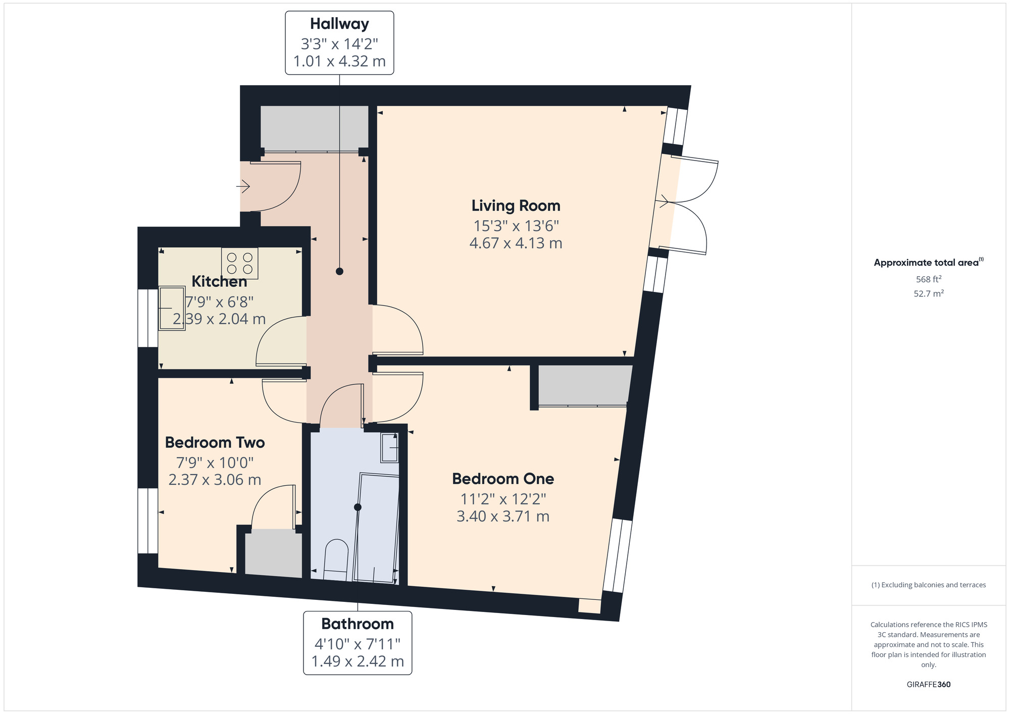 Floorplan of 2 bedroom  Flat for sale, Hainault Road, Romford, RM5