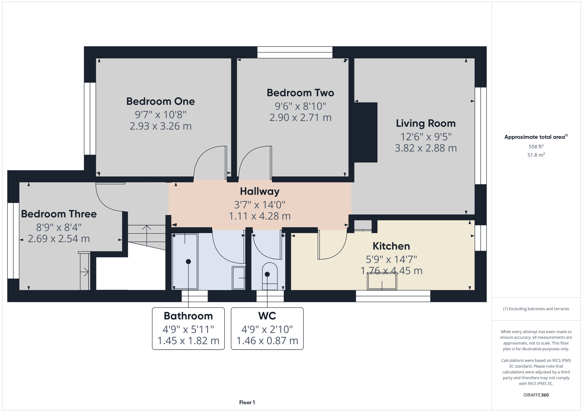 Floorplan of 3 bedroom  Flat for sale, Grosvenor Road, Romford, RM7