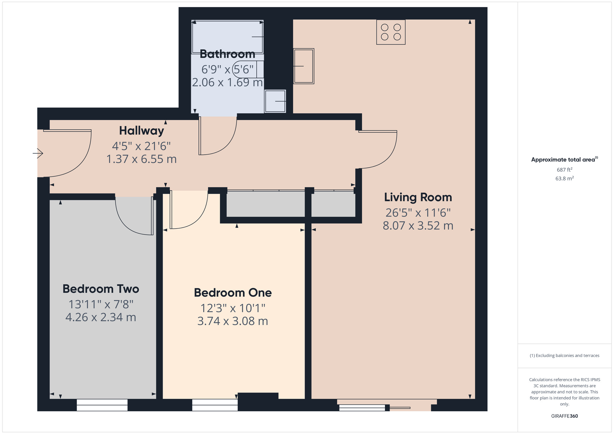 Floorplan of 2 bedroom  Flat for sale, Crown Drive, Romford, RM7