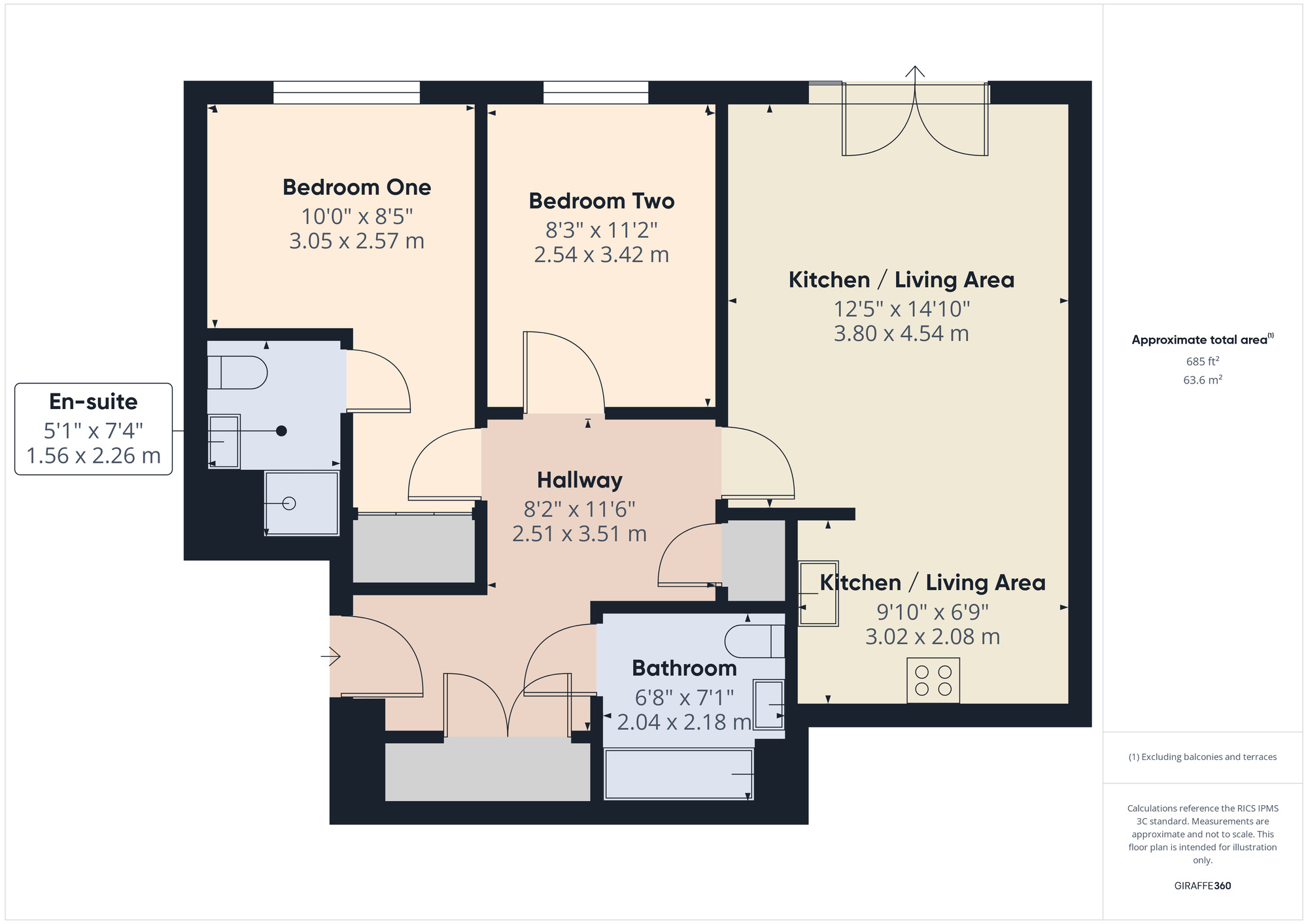 Floorplan of 2 bedroom  Flat for sale, Cottons Approach, Romford, RM7