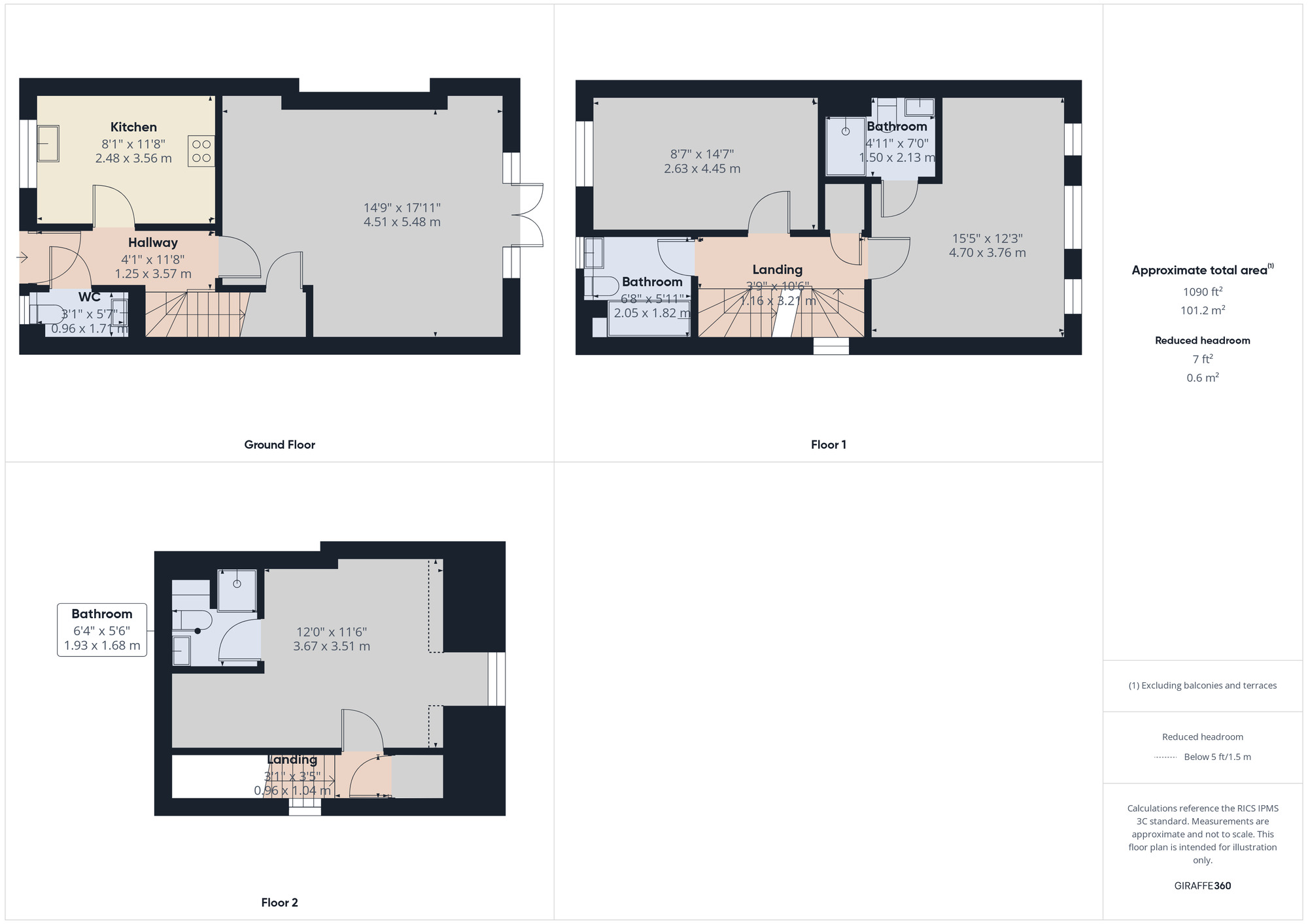 Floorplan of 3 bedroom End Terrace House to rent, De Burgh Close, Broxbourne, Hertfordshire, EN10