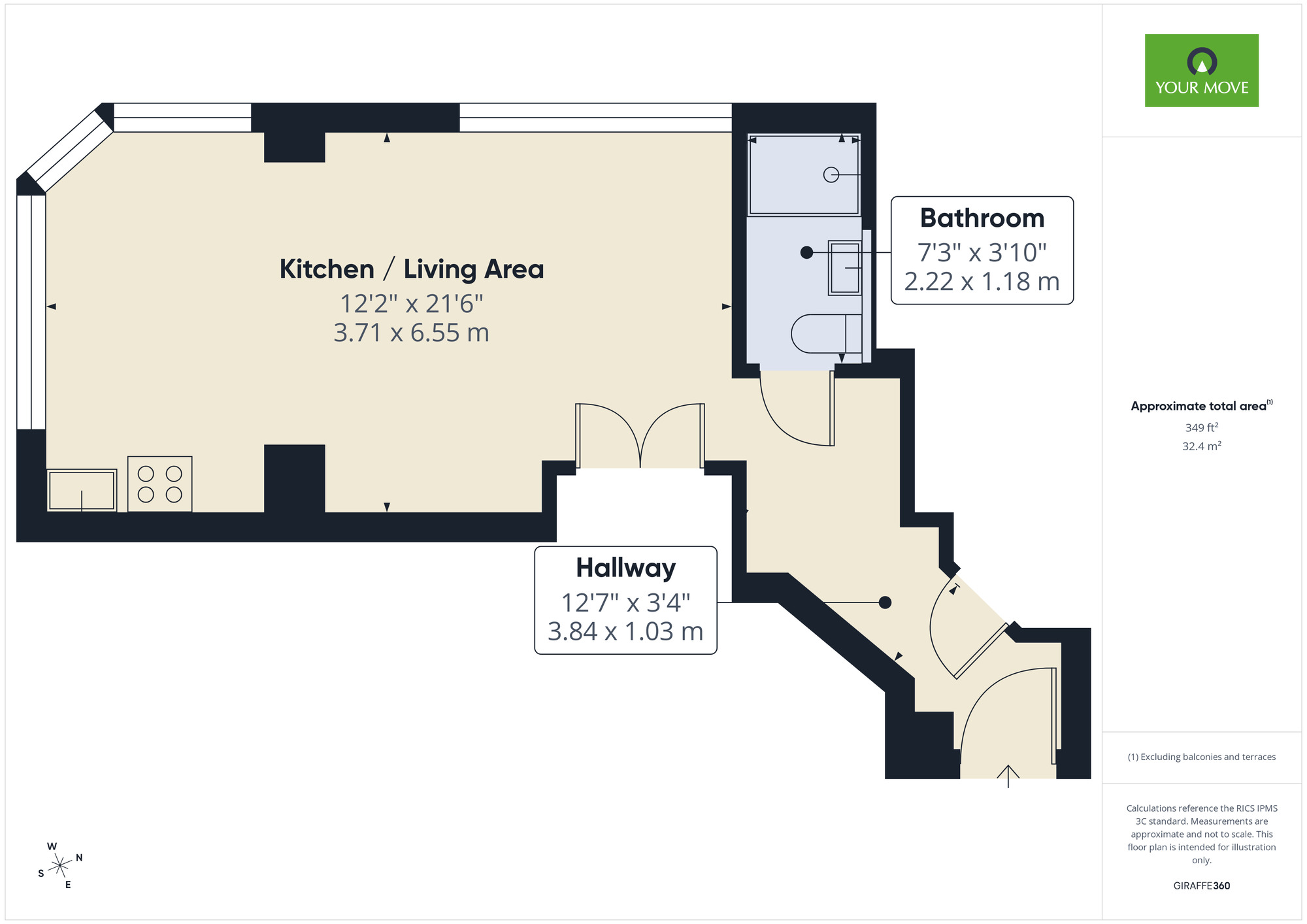 Floorplan of 1 bedroom Flat for sale, South Street, Papermill House, 363 South Str, Romford, RM1