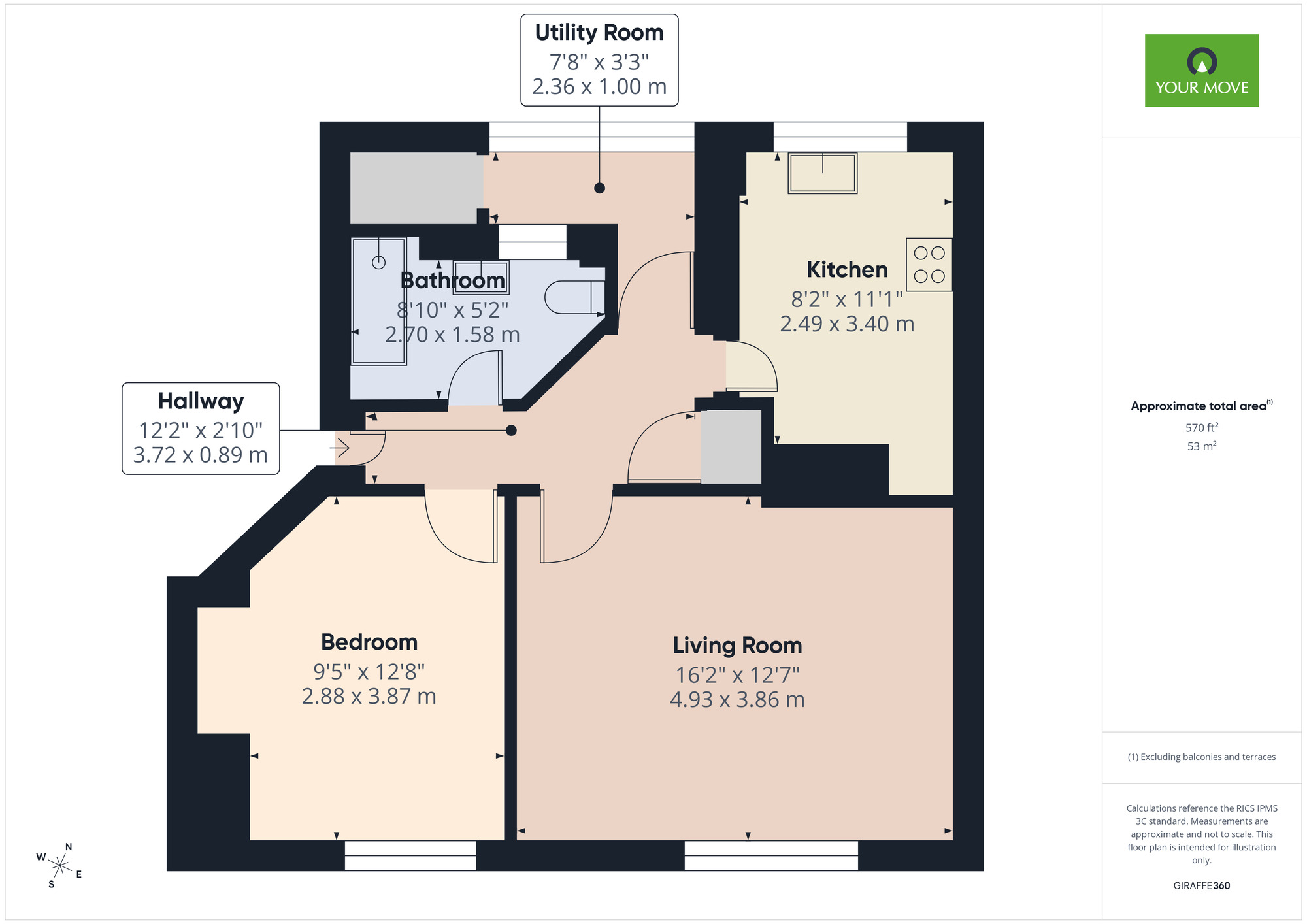 Floorplan of 1 bedroom Flat for sale, Bridgwater Close, Romford, Havering, RM3