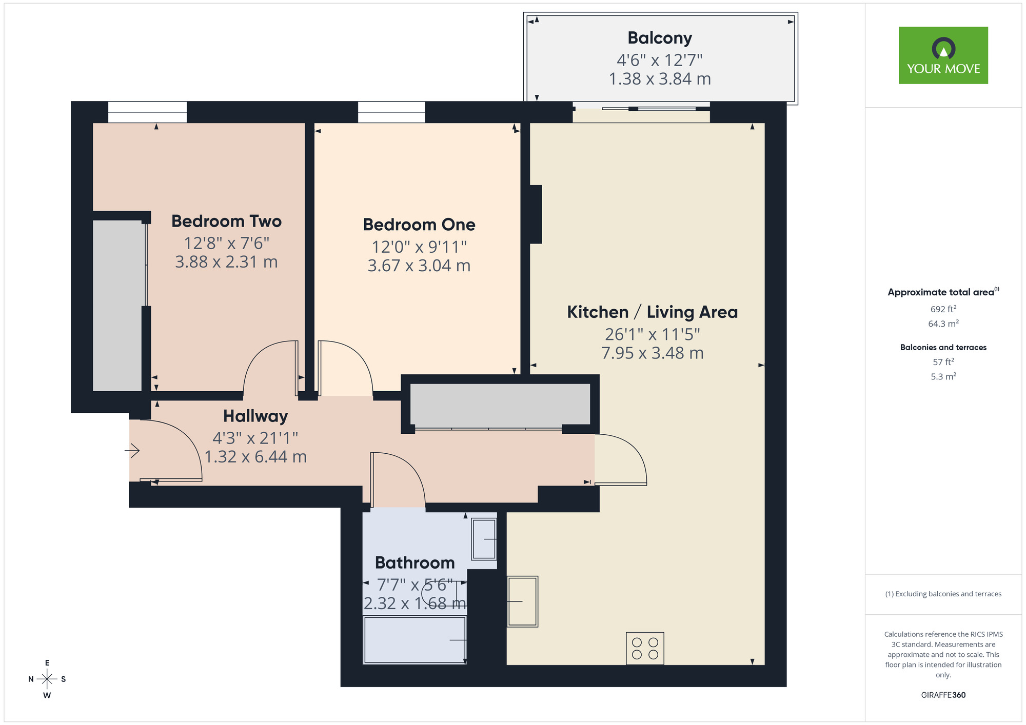 Floorplan of 2 bedroom Flat for sale, Crown Drive, Romford, RM7