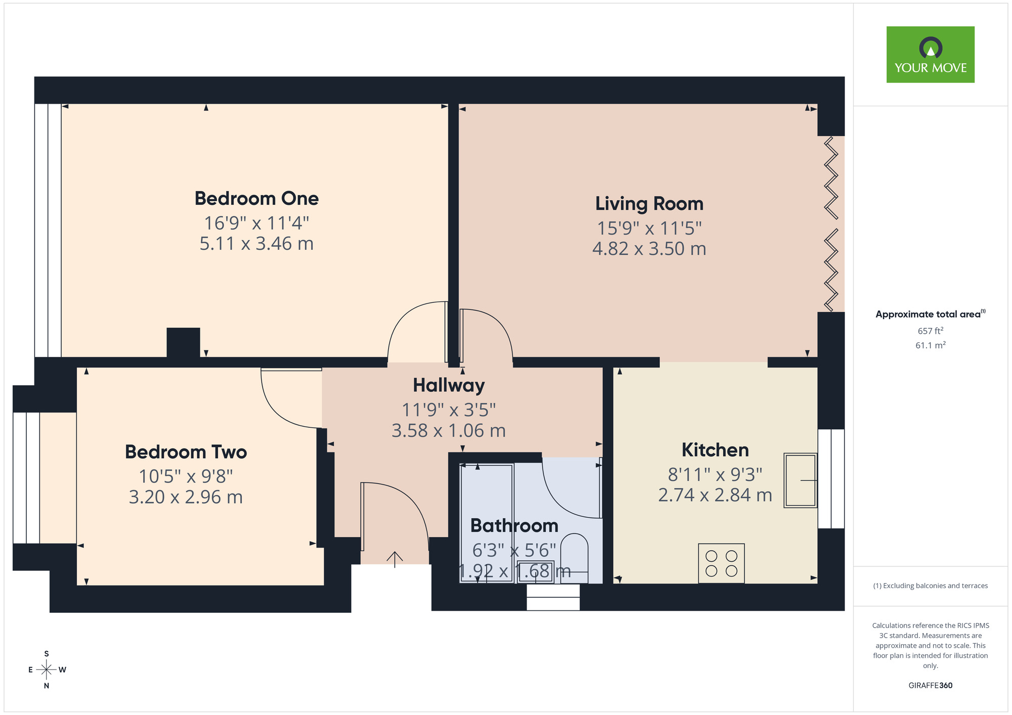 Floorplan of 2 bedroom Semi Detached Bungalow for sale, Clarence Road, Pilgrims Hatch, Essex, CM15