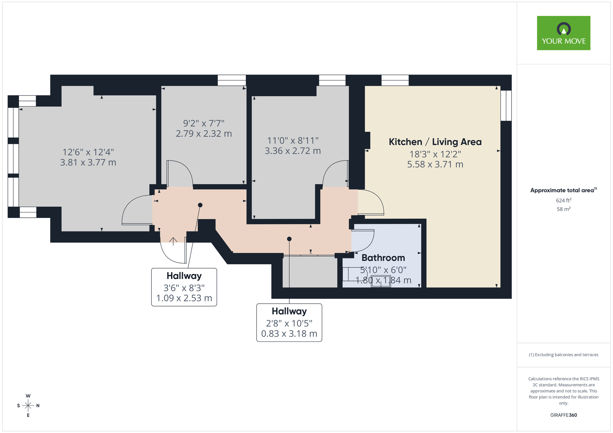 Floorplan of 3 bedroom Flat to rent, York Road, Southend-on-Sea, Essex, SS1