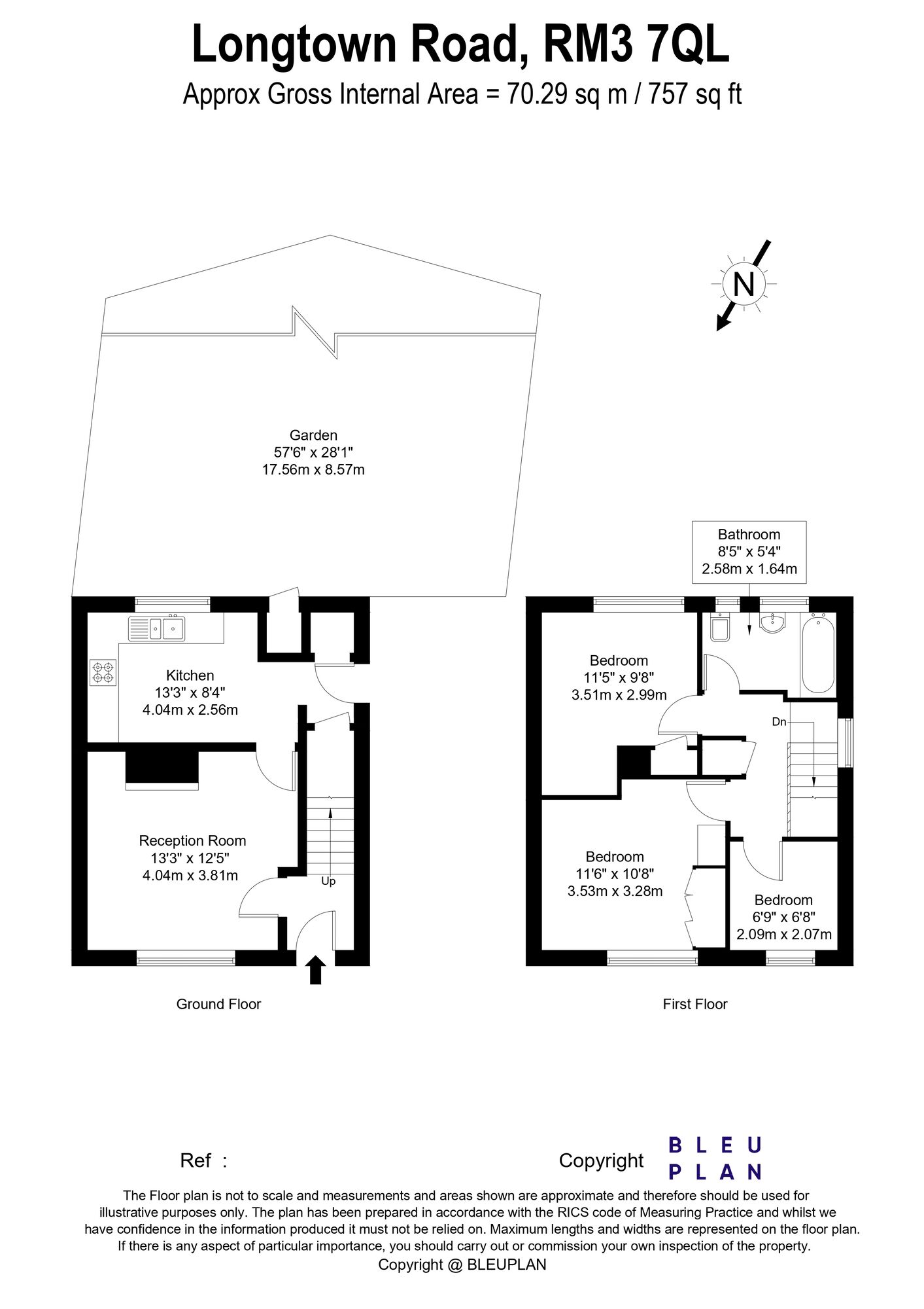 Floorplan of 3 bedroom Semi Detached House for sale, Longtown Road, Romford, RM3