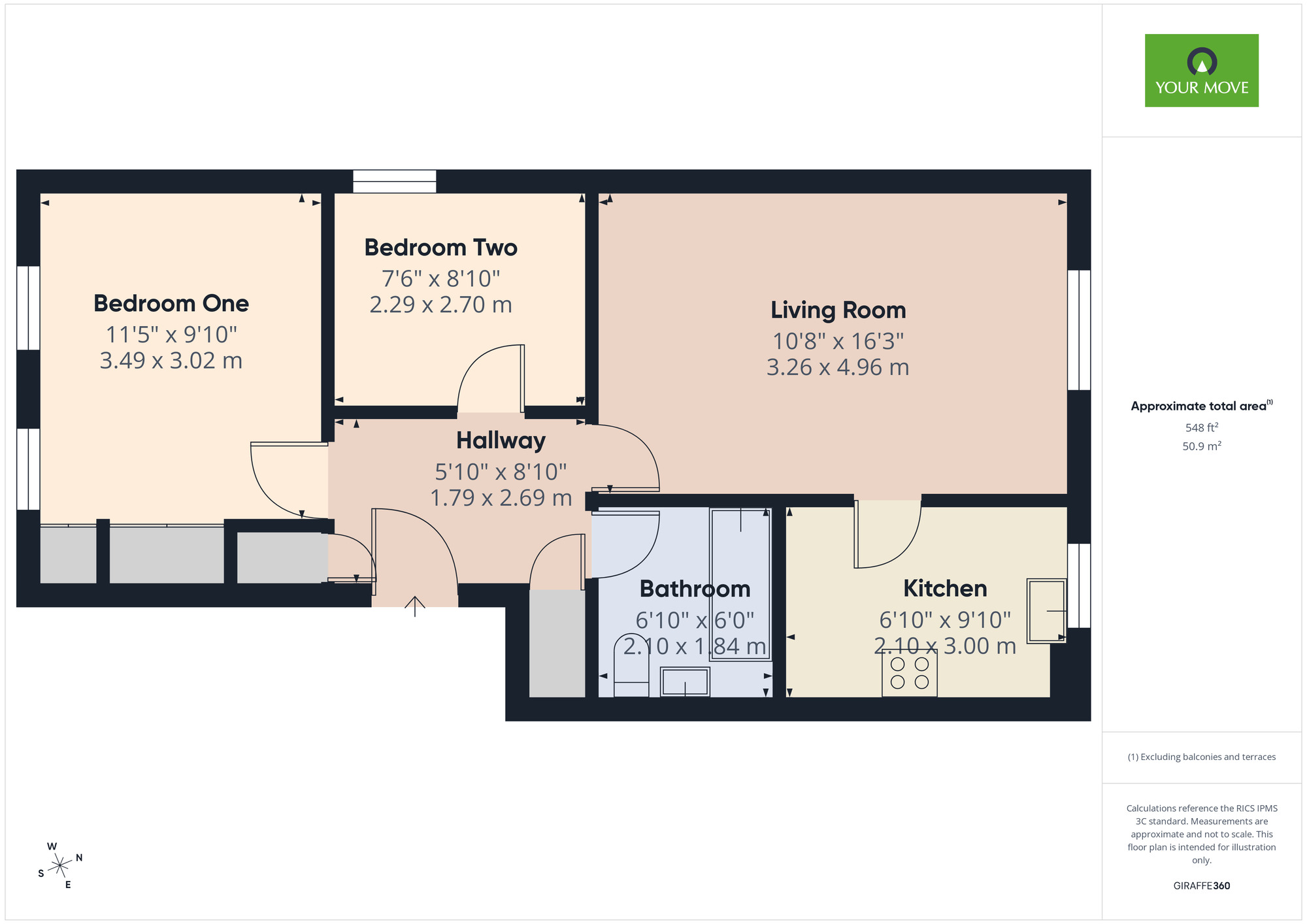 Floorplan of 2 bedroom Flat for sale, Monkwood Close, Romford, RM1