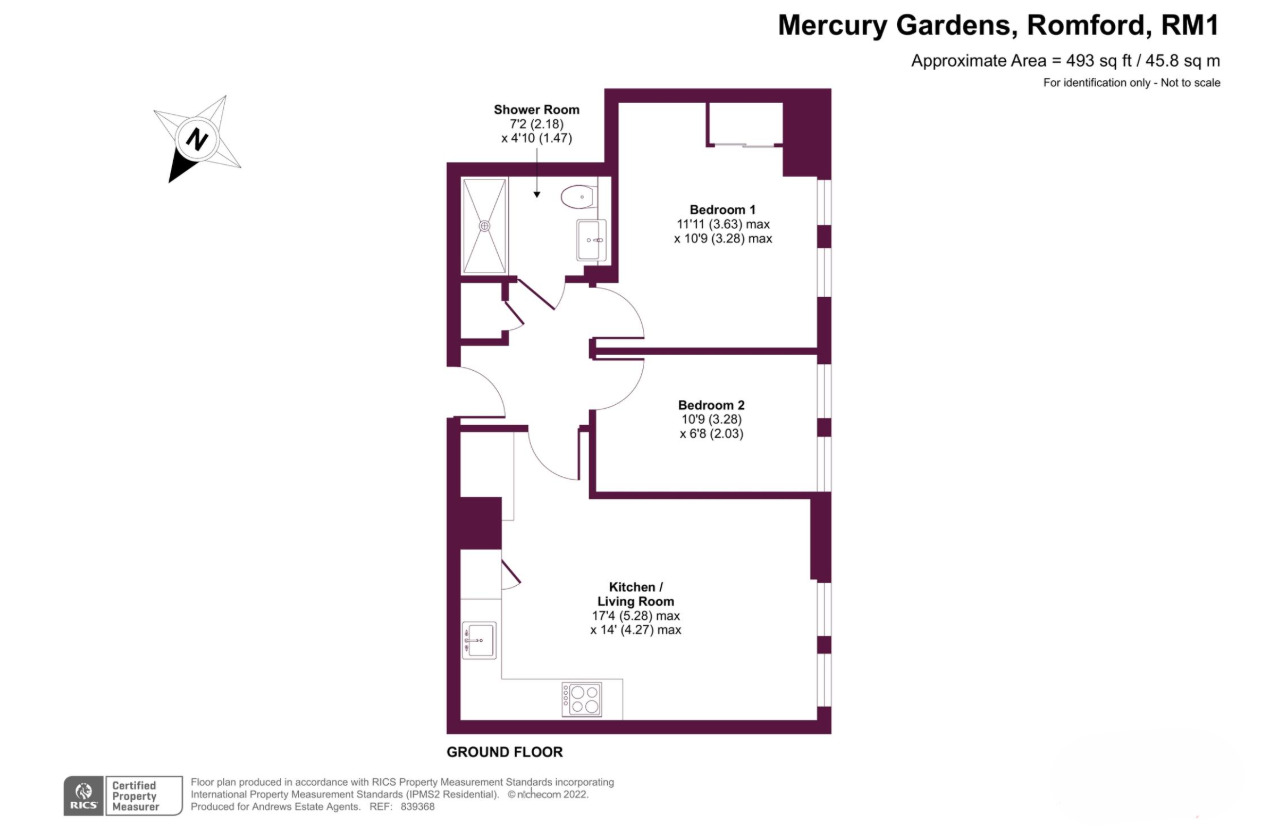 Floorplan of 2 bedroom Flat for sale, Mercury Gardens, Romford, RM1
