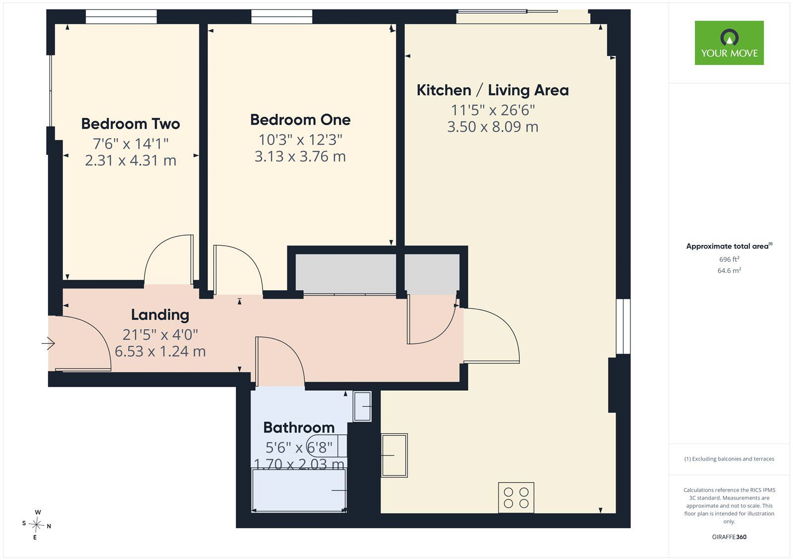 Floorplan of 2 bedroom Flat for sale, Crown Drive, Romford, RM7
