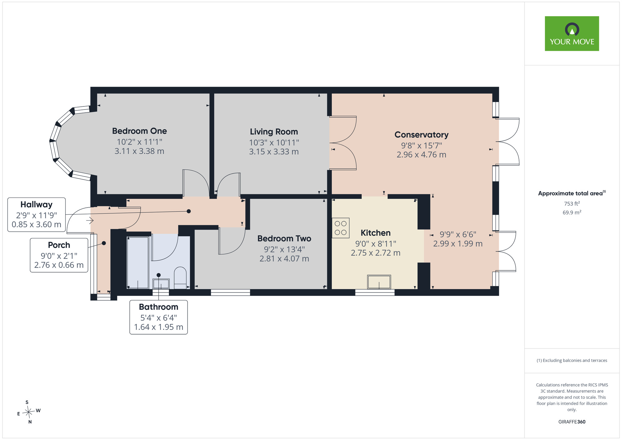 Floorplan of 2 bedroom Semi Detached Bungalow for sale, Clarence Avenue, Upminster, RM14