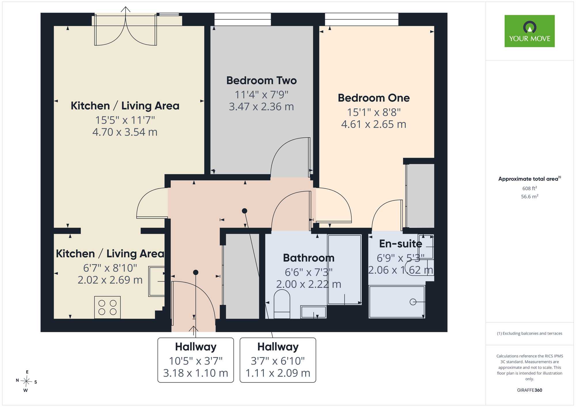 Floorplan of 2 bedroom Flat for sale, Cottons Approach, Romford, RM7