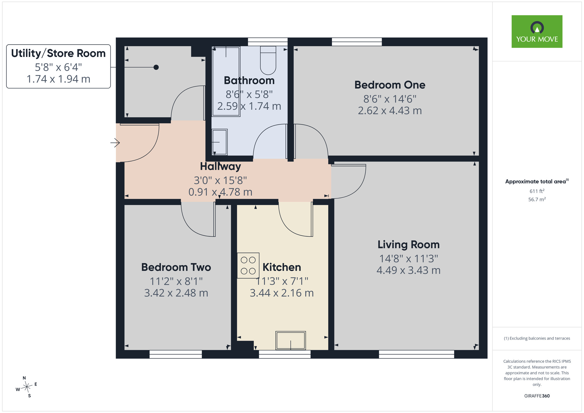 Floorplan of 2 bedroom Flat for sale, Silver Way, Romford, RM7