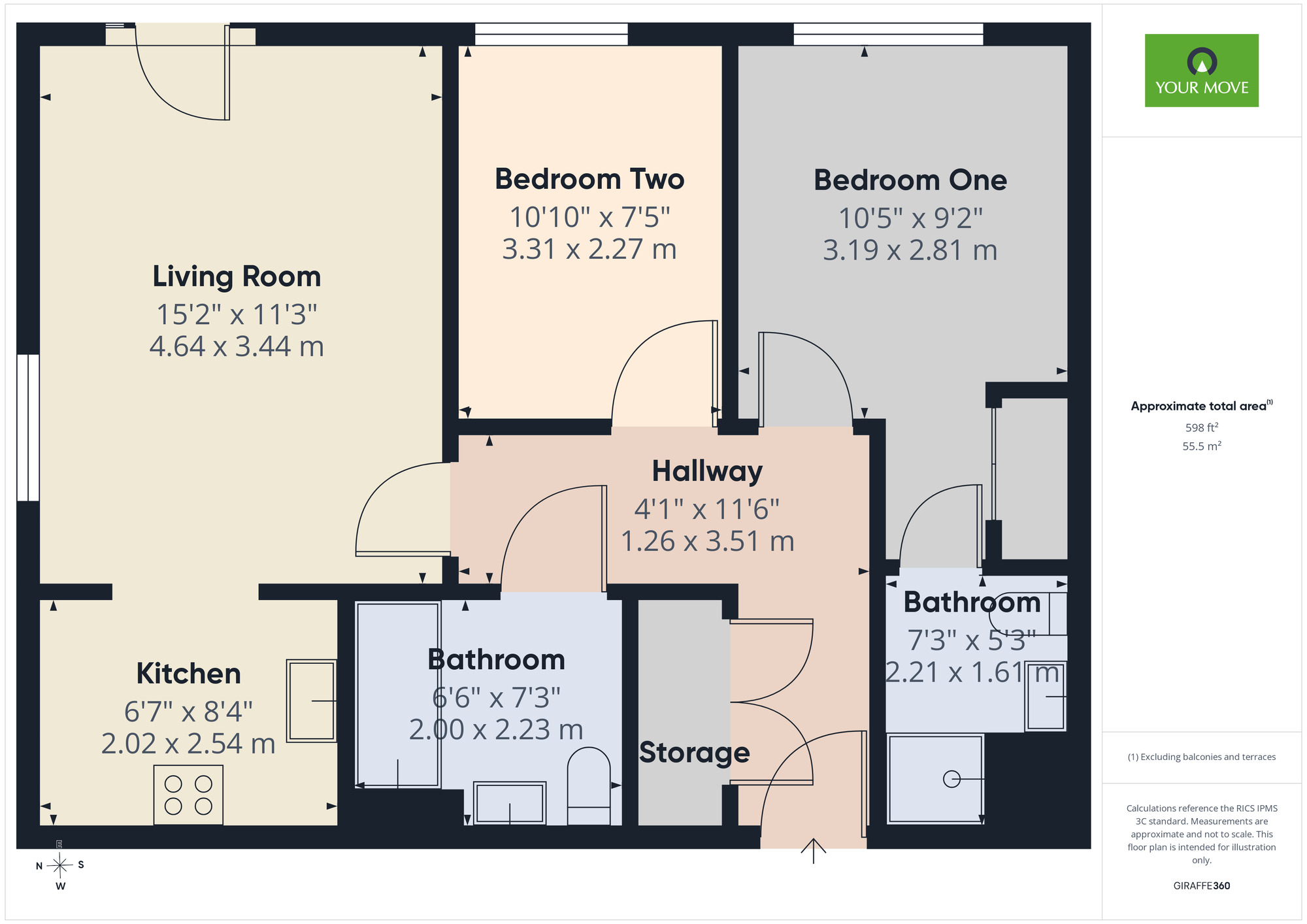 Floorplan of 2 bedroom Flat for sale, Cottons Approach, Romford, RM7