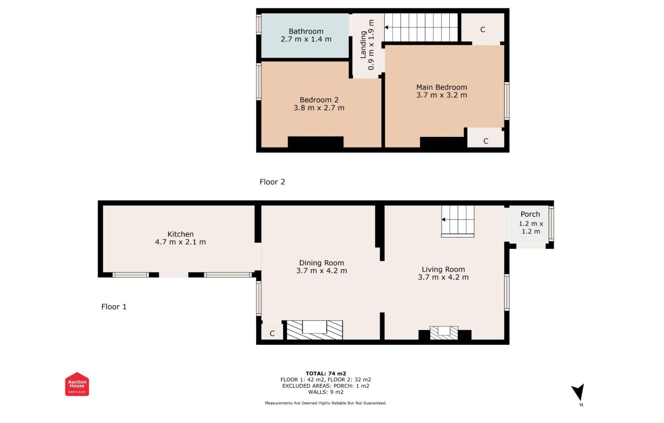 Floorplan of 2 bedroom Mid Terrace House for sale, Robert Terrace, High Spen, Tyne And Wear, NE39