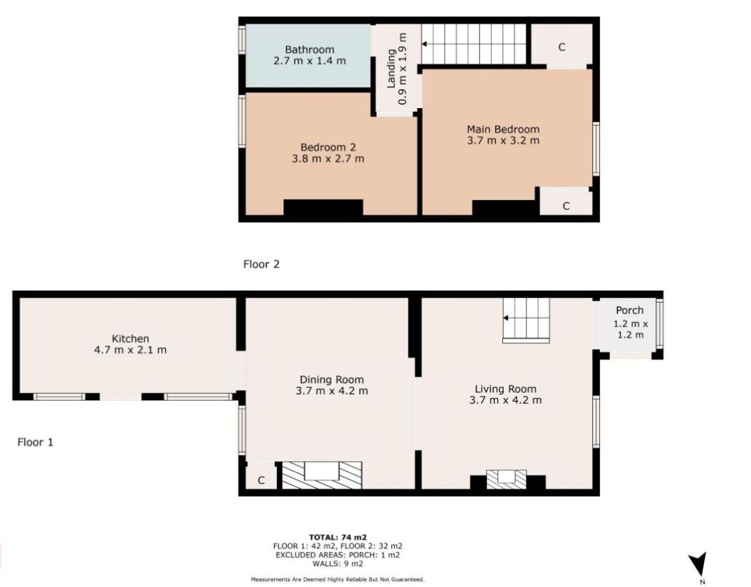 Floorplan of 2 bedroom Mid Terrace House for sale, Robert Terrace, High Spen, Tyne And Wear, NE39