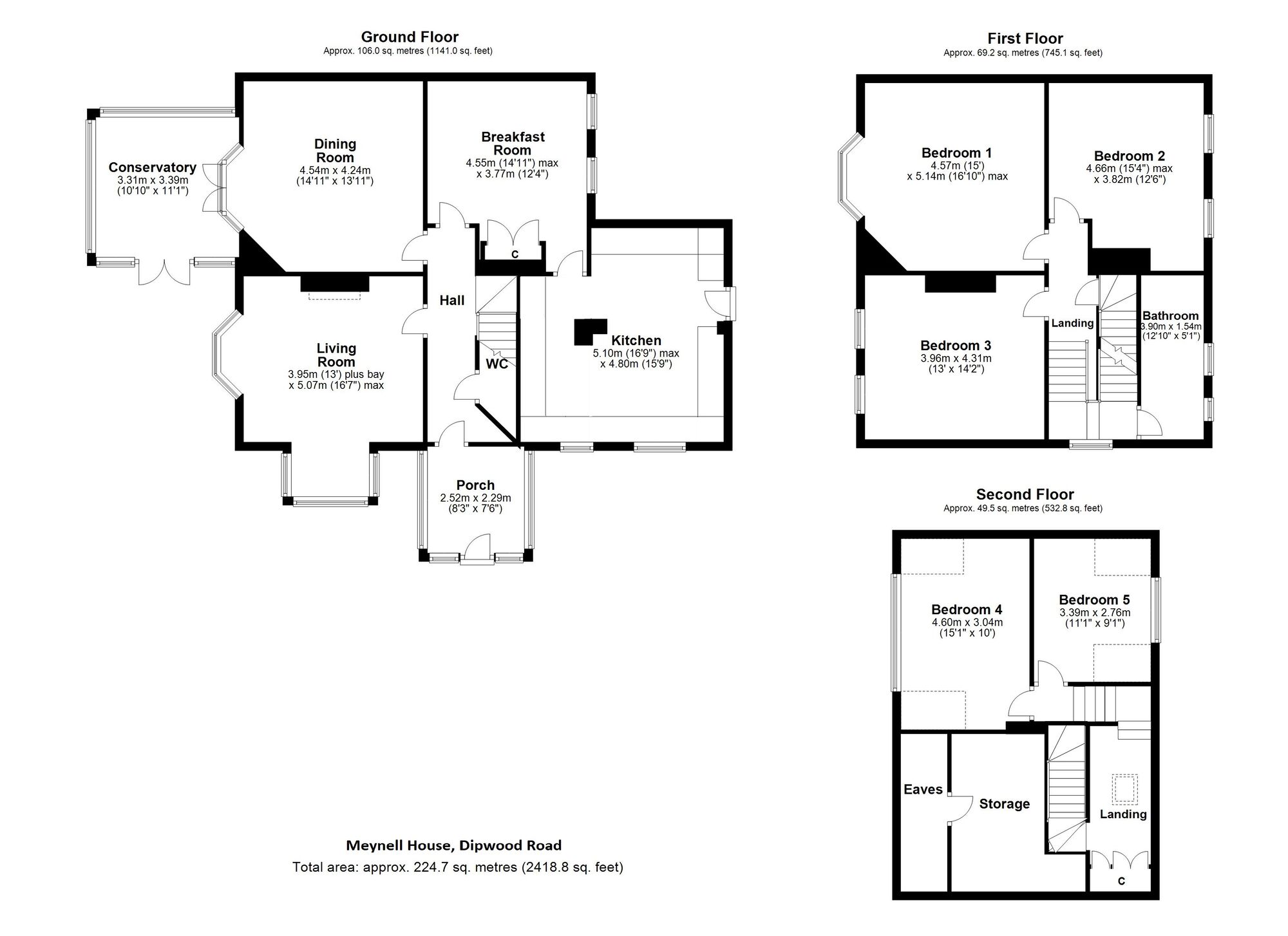 Floorplan of 5 bedroom Semi Detached House for sale, Dipwood Road, Rowlands Gill, Tyne And Wear, NE39
