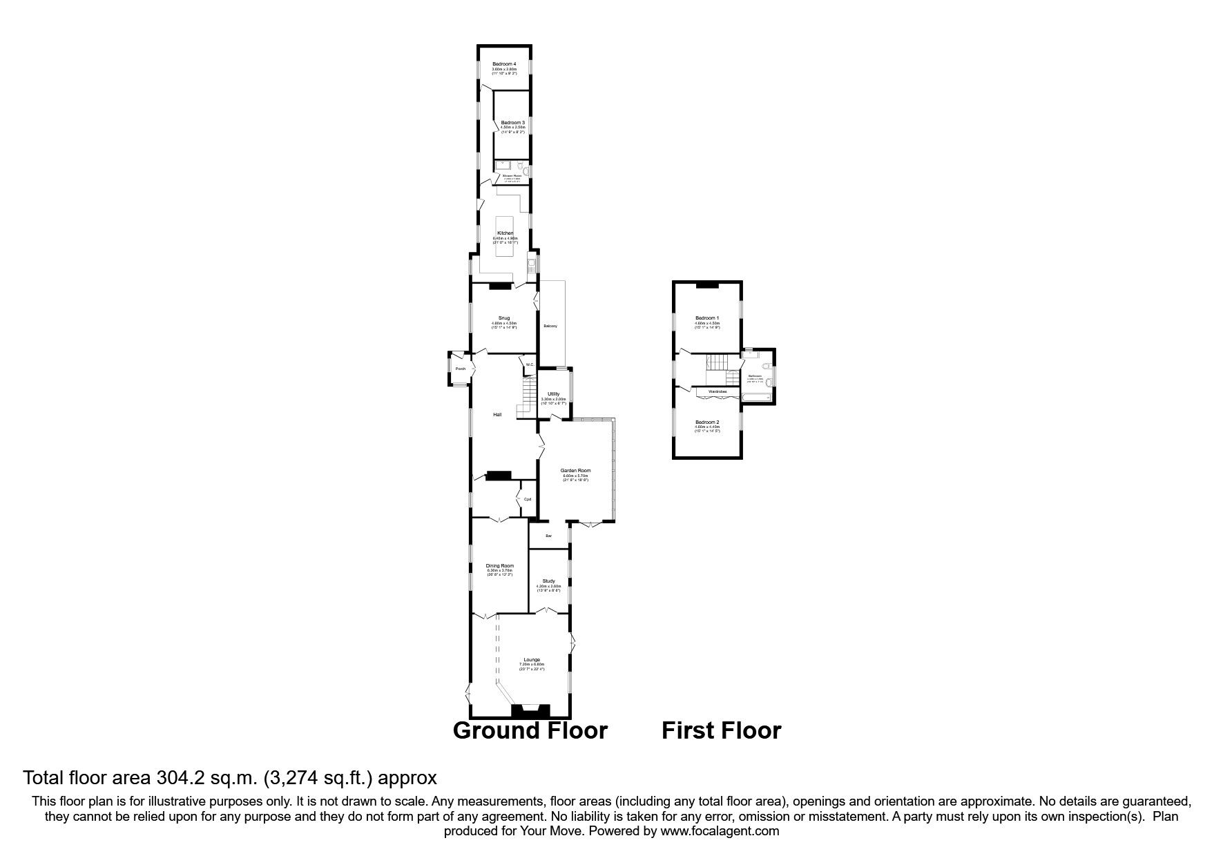 Floorplan of 4 bedroom Detached House for sale, The Firs, Shotley Bridge, Consett, DH8