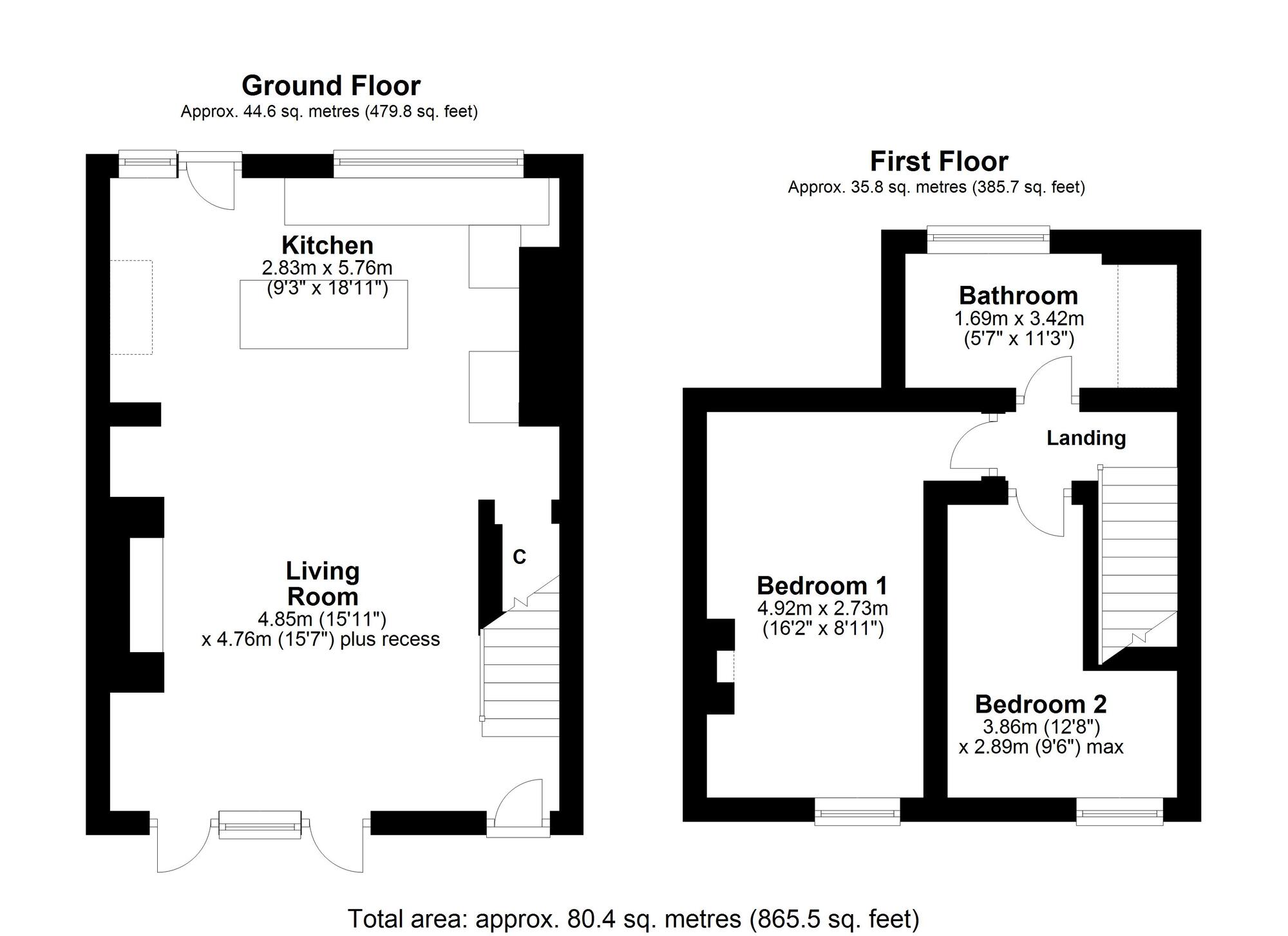 Floorplan of 2 bedroom Mid Terrace House for sale, Albert Street, Victoria Garesfield, Tyne and Wear, NE39