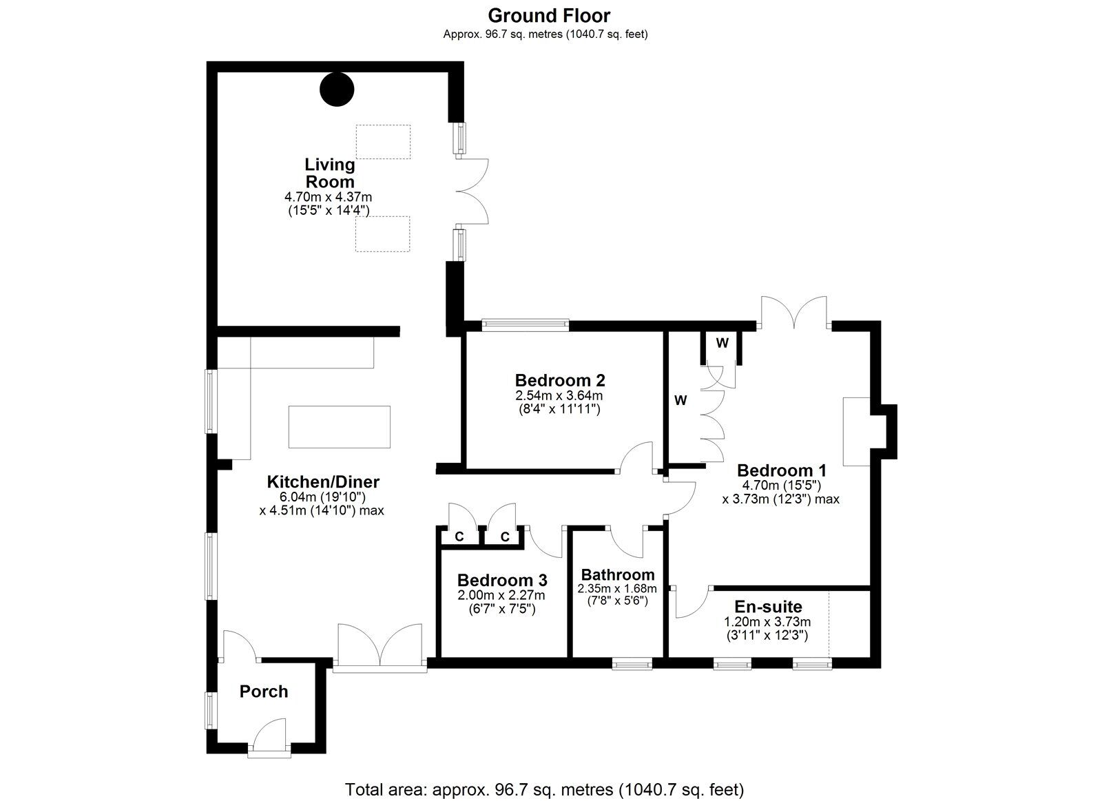 Floorplan of 3 bedroom Detached Bungalow for sale, Long Close Road, Hamsterley Mill, Rowlands Gill, NE39