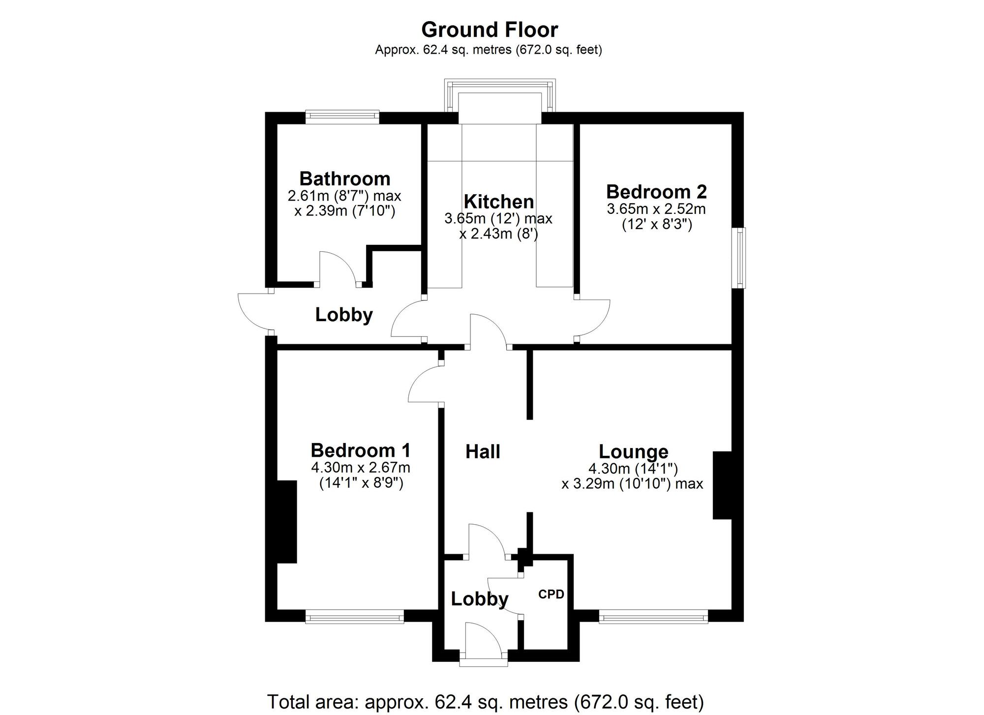 Floorplan of 2 bedroom Detached Bungalow for sale, Low West Avenue, Rowlands Gill, NE39