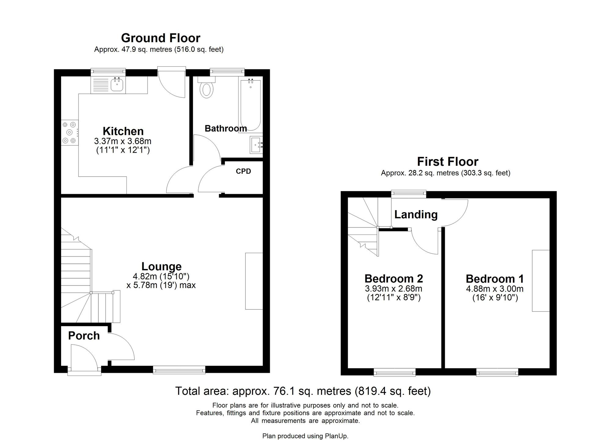 Floorplan of 2 bedroom Mid Terrace House for sale, Margaret Terrace, Highfield, Rowlands Gill, NE39