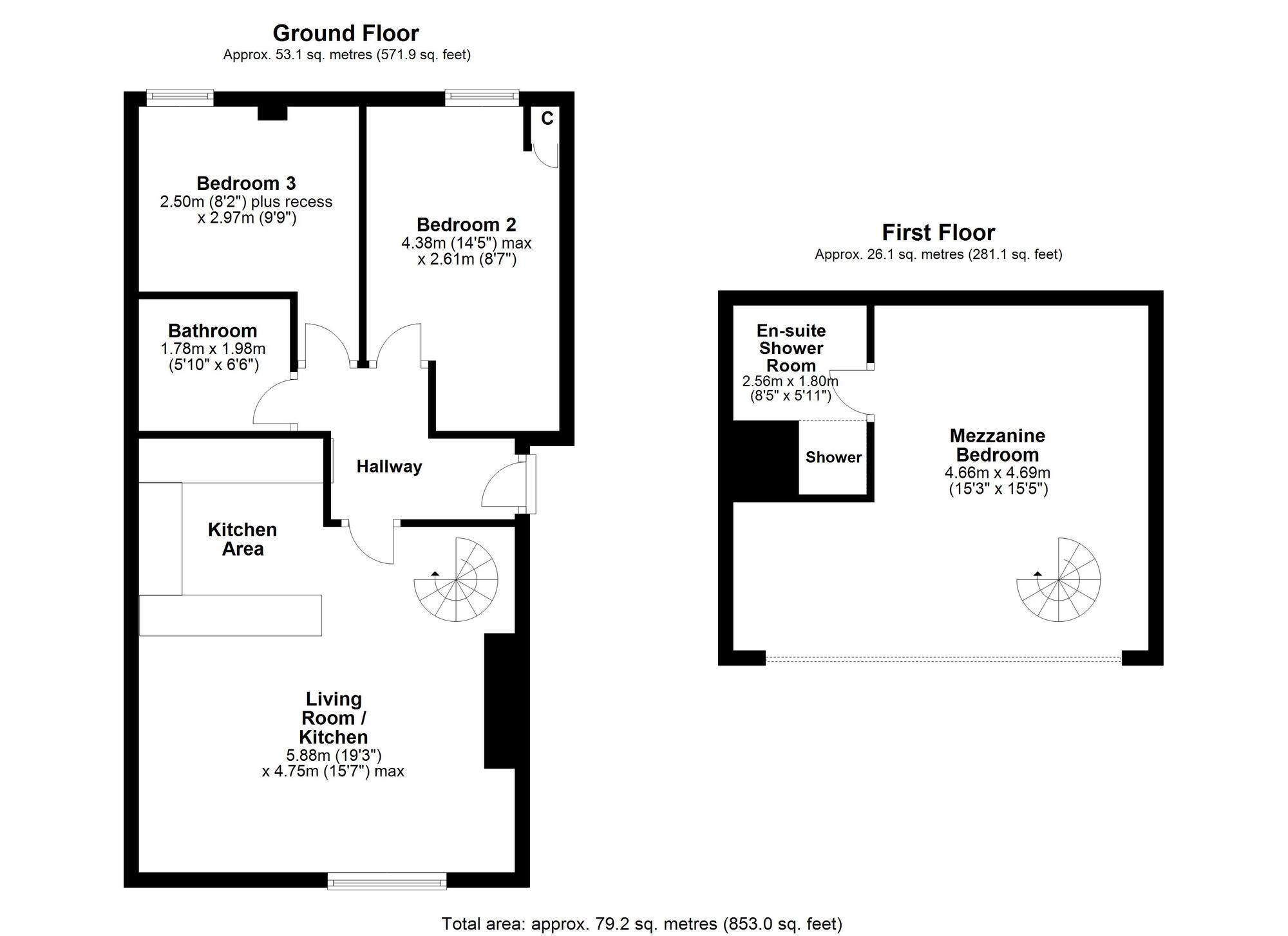 Floorplan of 3 bedroom  Flat to rent, River View, Blackhall Mill, Newcastle upon Tyne, NE17
