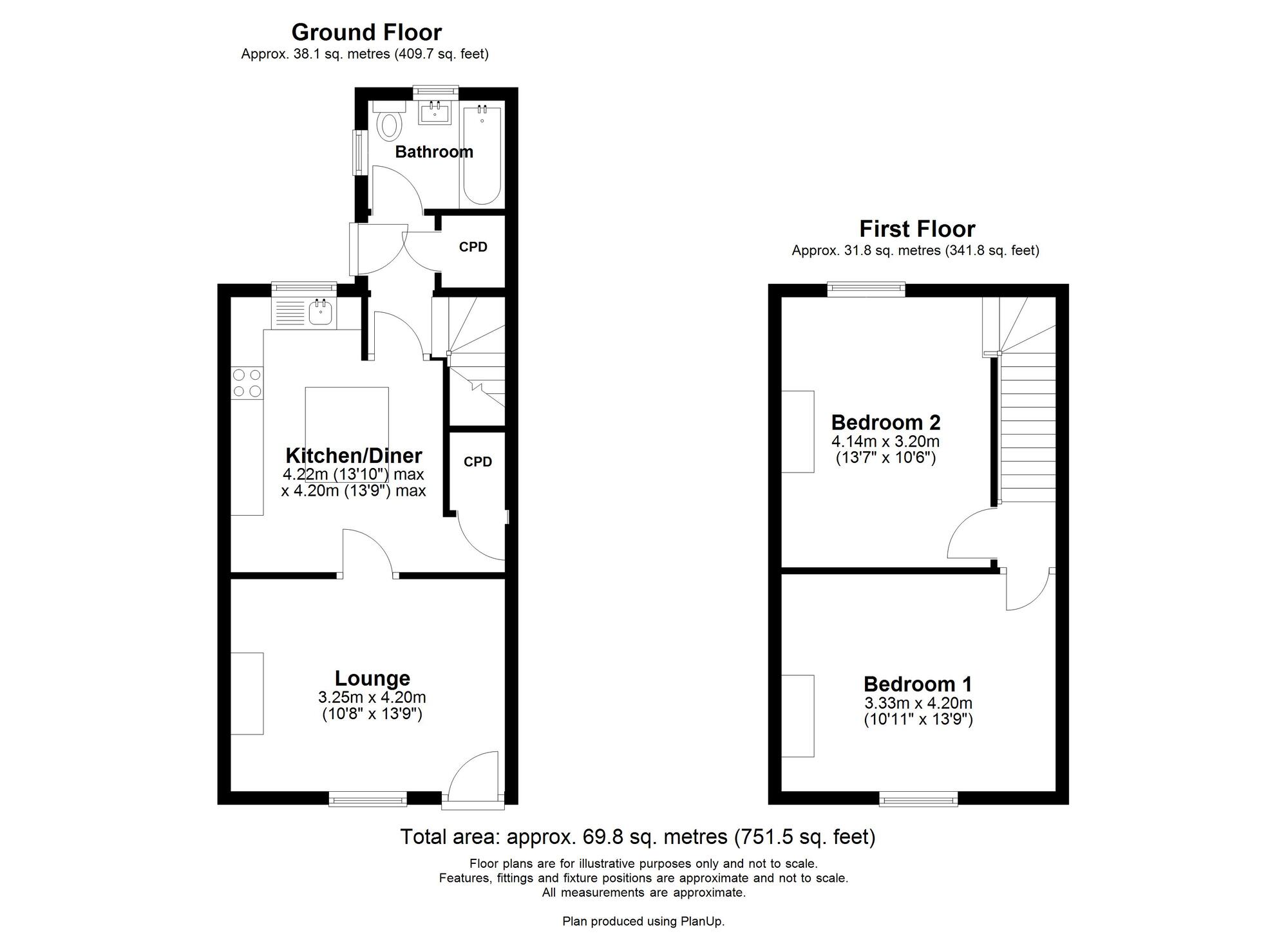 Floorplan of 2 bedroom Mid Terrace House for sale, Towneley Terrace, High Spen, Rowlands Gill, NE39