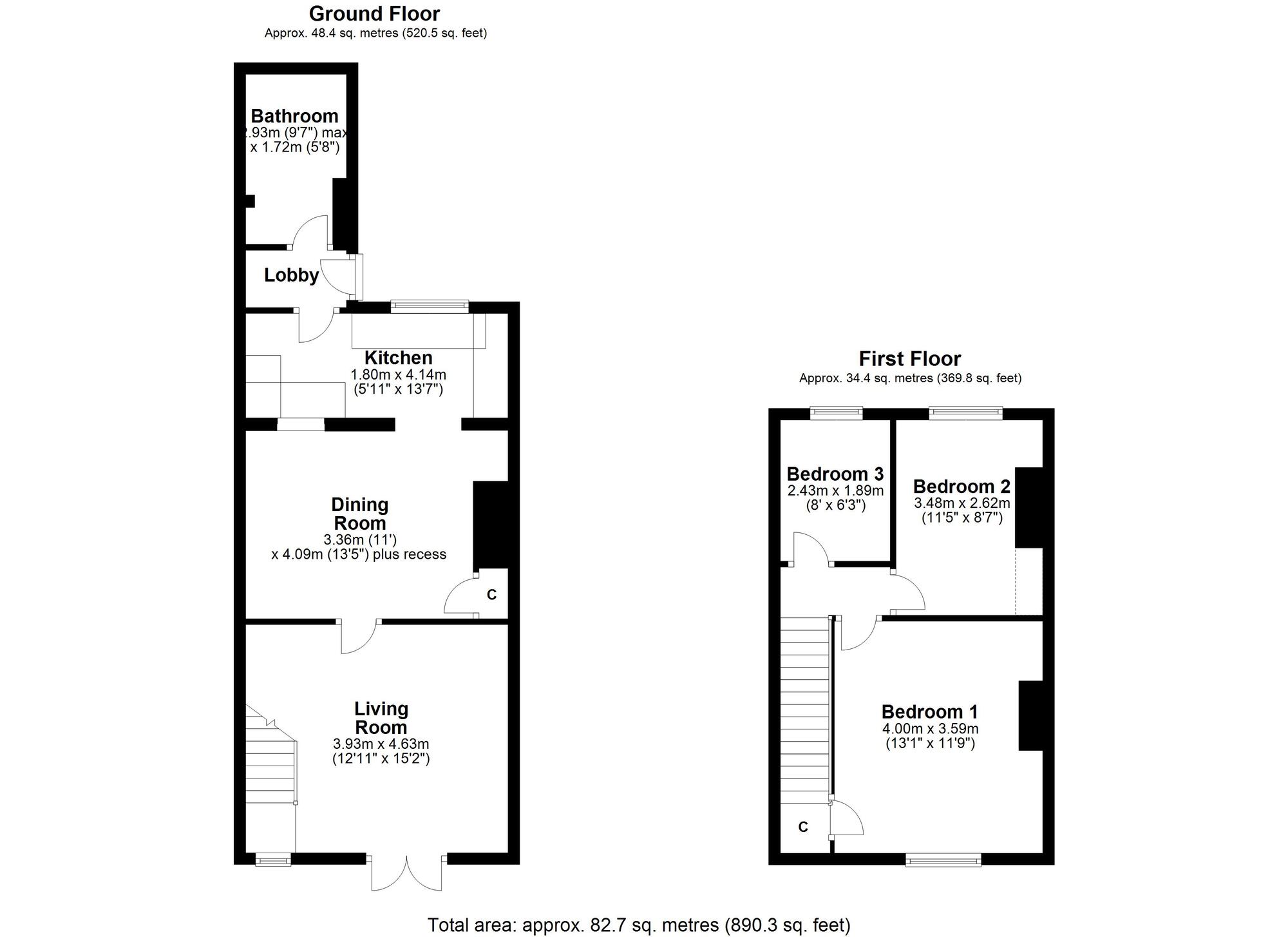 Floorplan of 3 bedroom Mid Terrace House to rent, Frederick Street, Chopwell, Newcastle upon Tyne, NE17