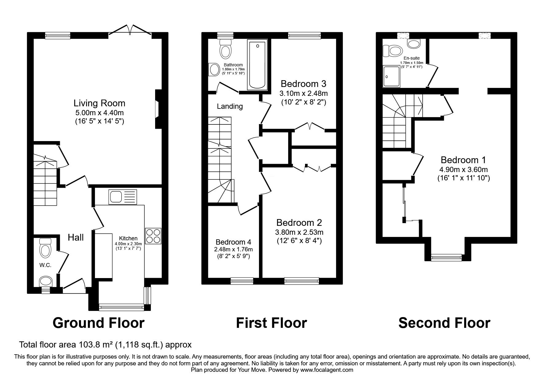 Floorplan of 4 bedroom Mid Terrace House for sale, Rosebud Close, Swalwell, NE16