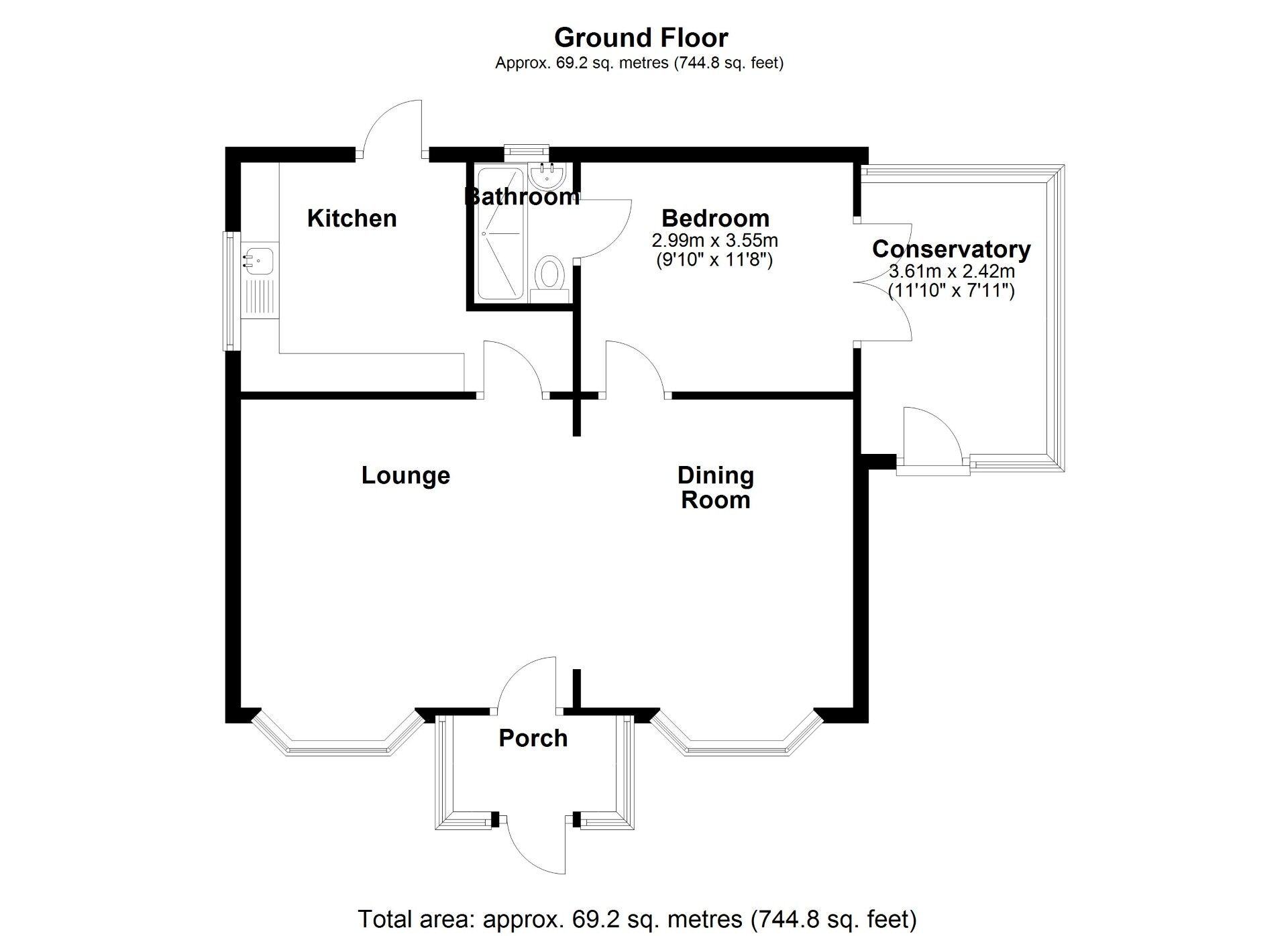 Floorplan of 1 bedroom Detached Bungalow for sale, High Spen, Rowlands Gill, Tyne and Wear, NE39