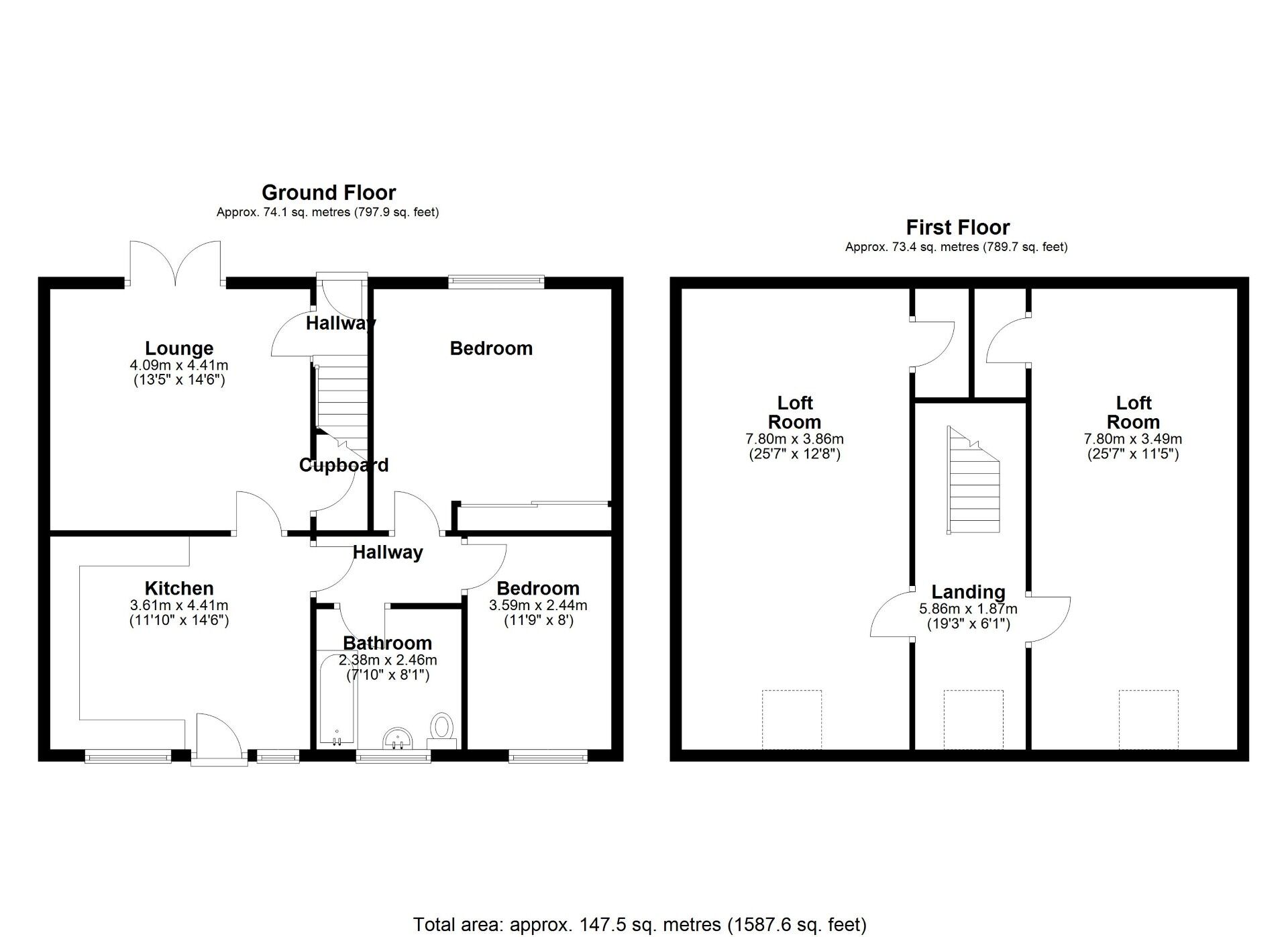 Floorplan of 2 bedroom Mid Terrace Bungalow for sale, Robert Terrace Cottages, High Spen, Tyne and Wear, NE39